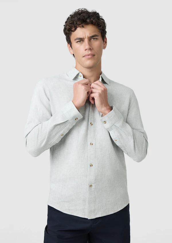Light Green Kieran Linen Blend Shirt