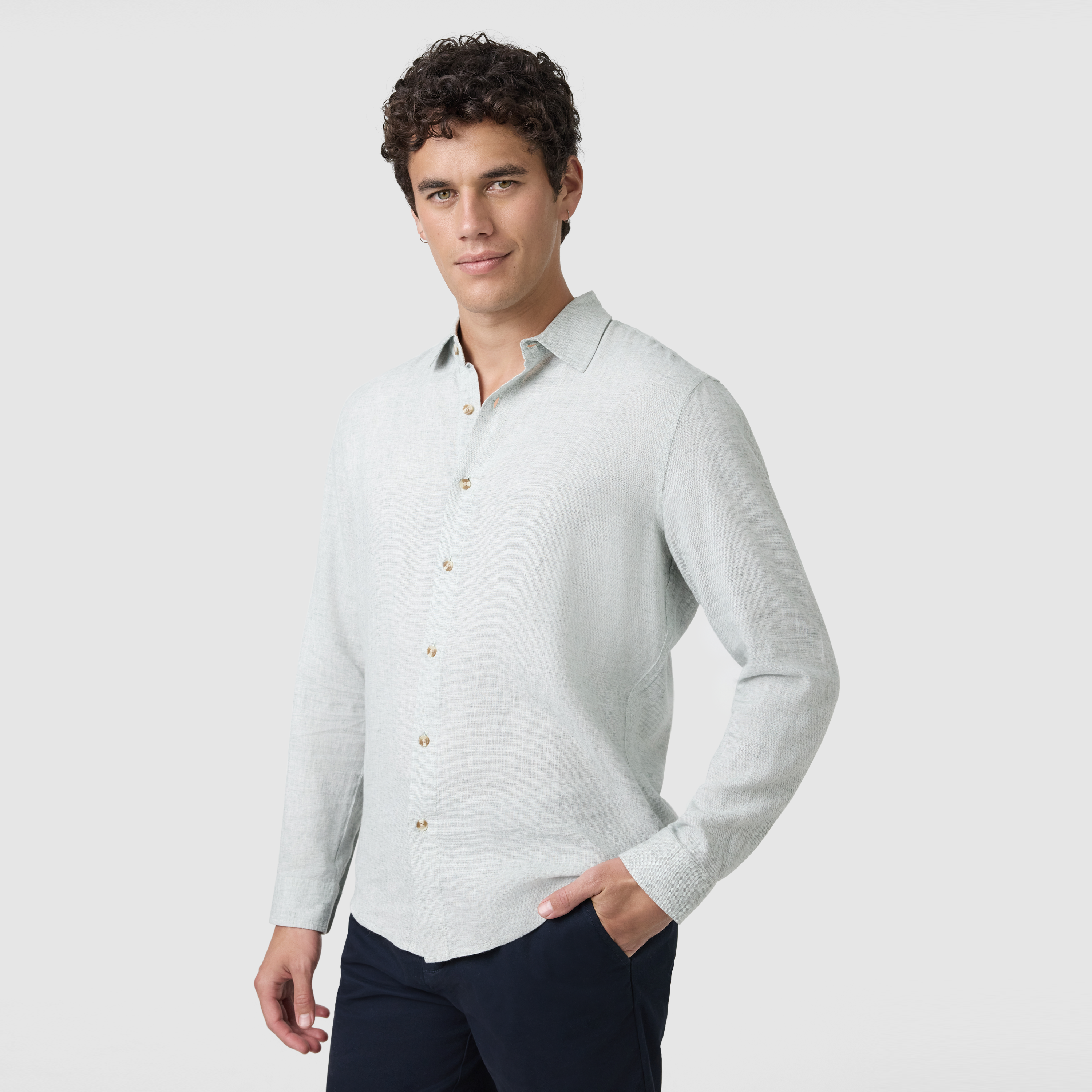 Light Green Kieran Linen Blend Shirt