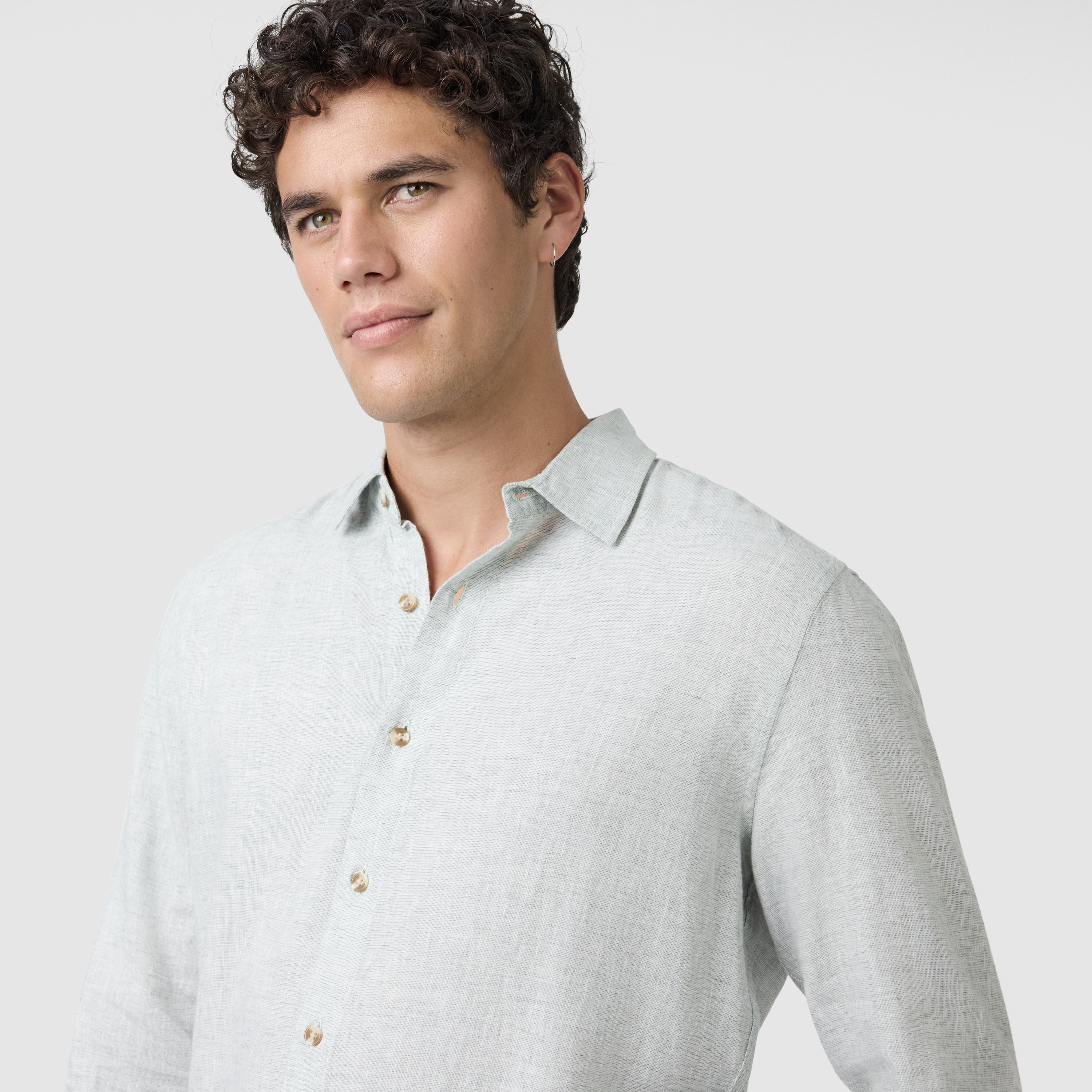 Light Green Kieran Linen Blend Shirt