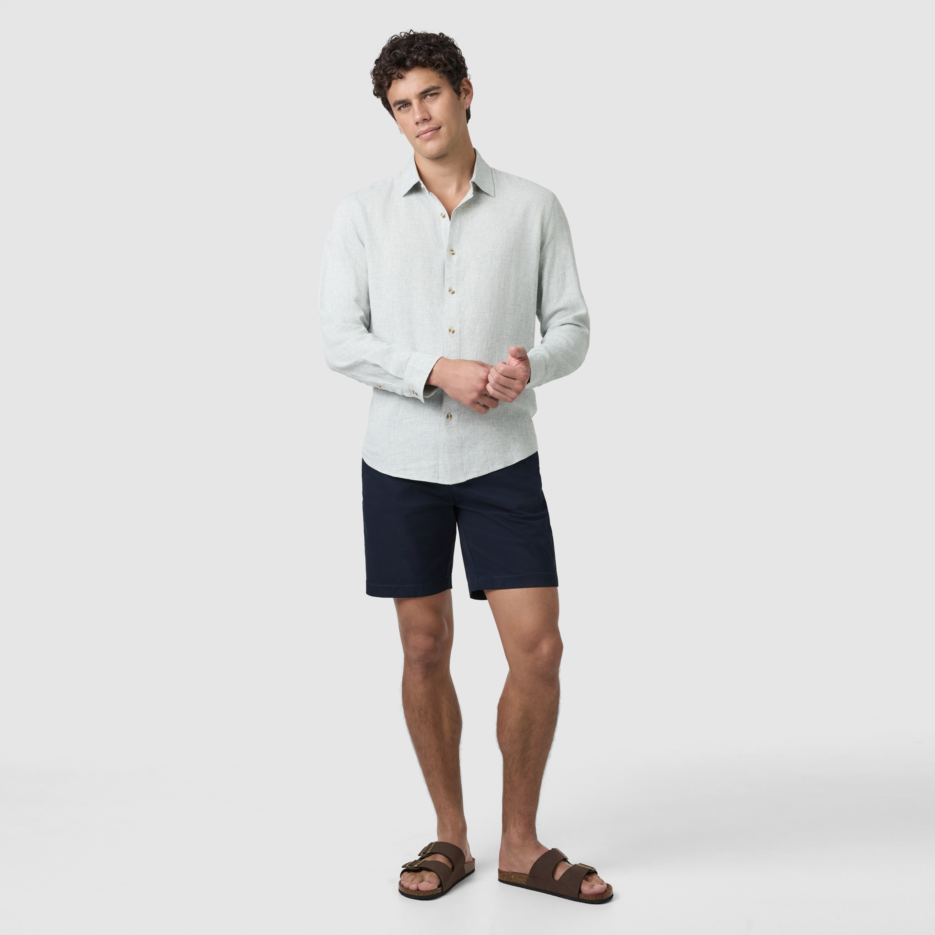 Light Green Kieran Linen Blend Shirt
