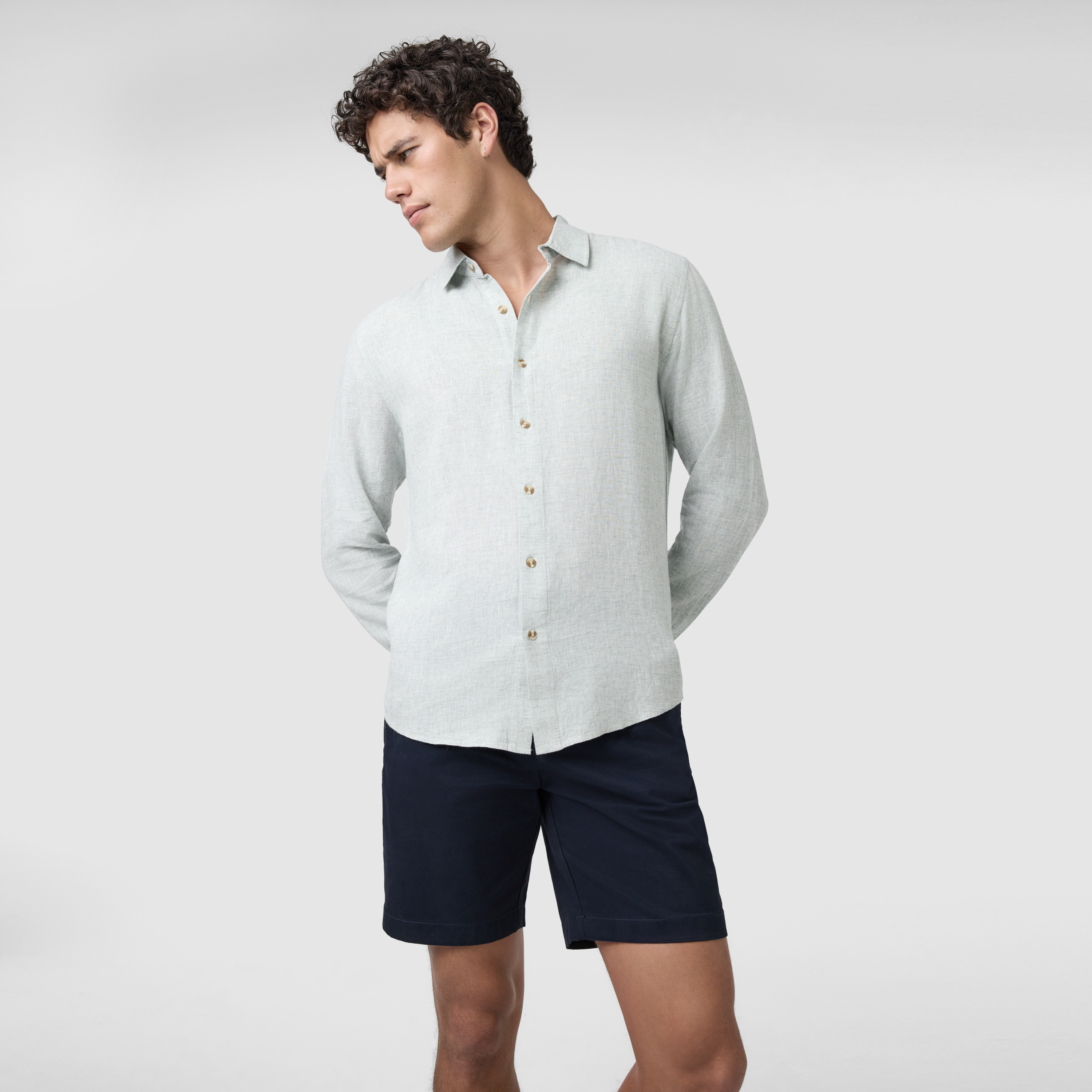 Light Green Kieran Linen Blend Shirt