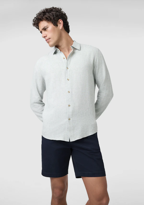 Light Green Kieran Linen Blend Shirt