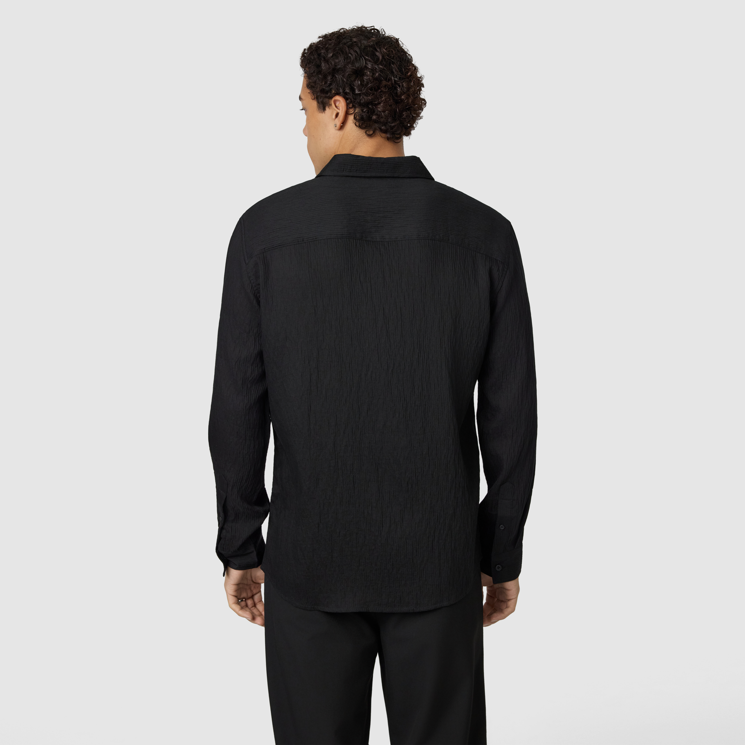 Black Byron Self Stripe Shirt