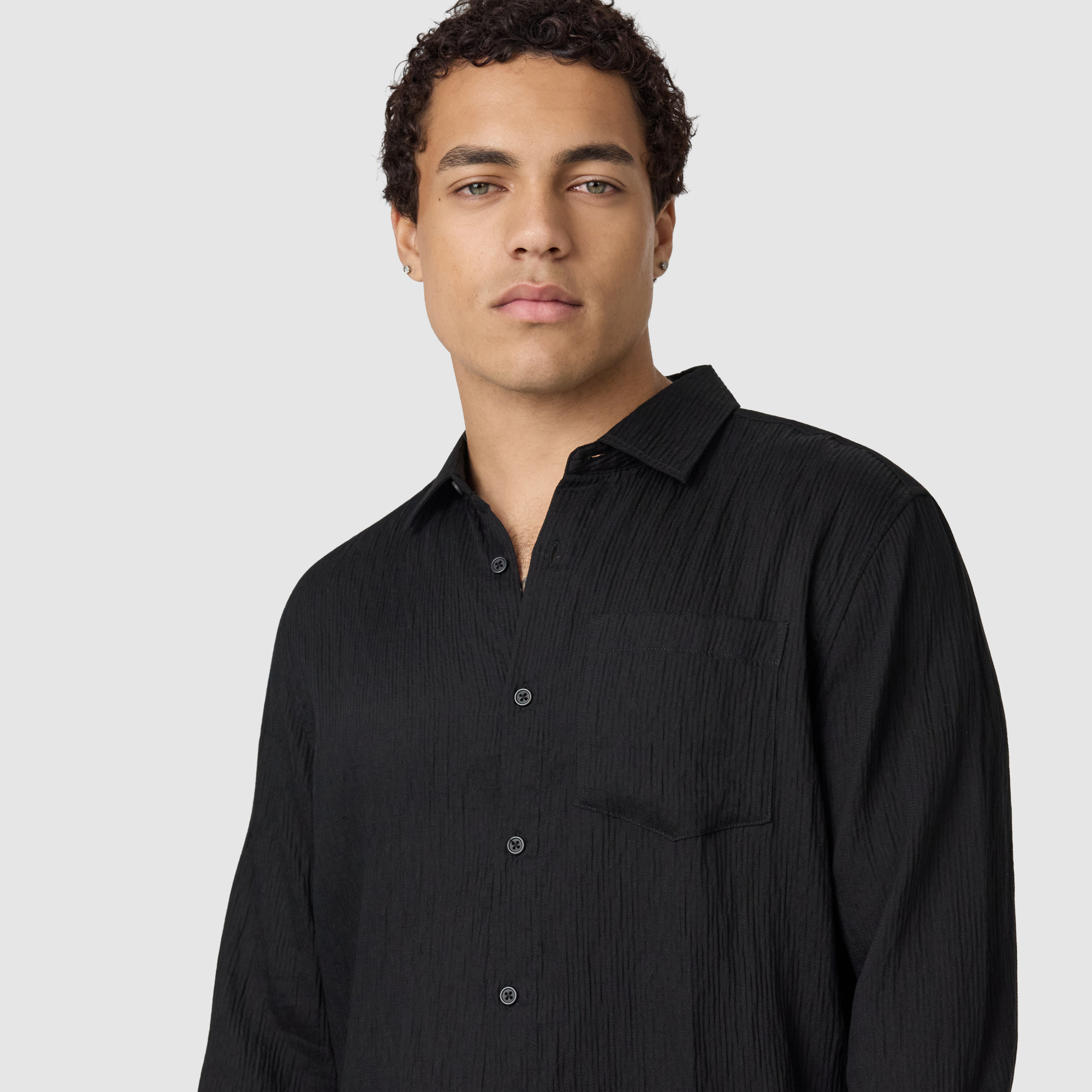 Black Byron Self Stripe Shirt