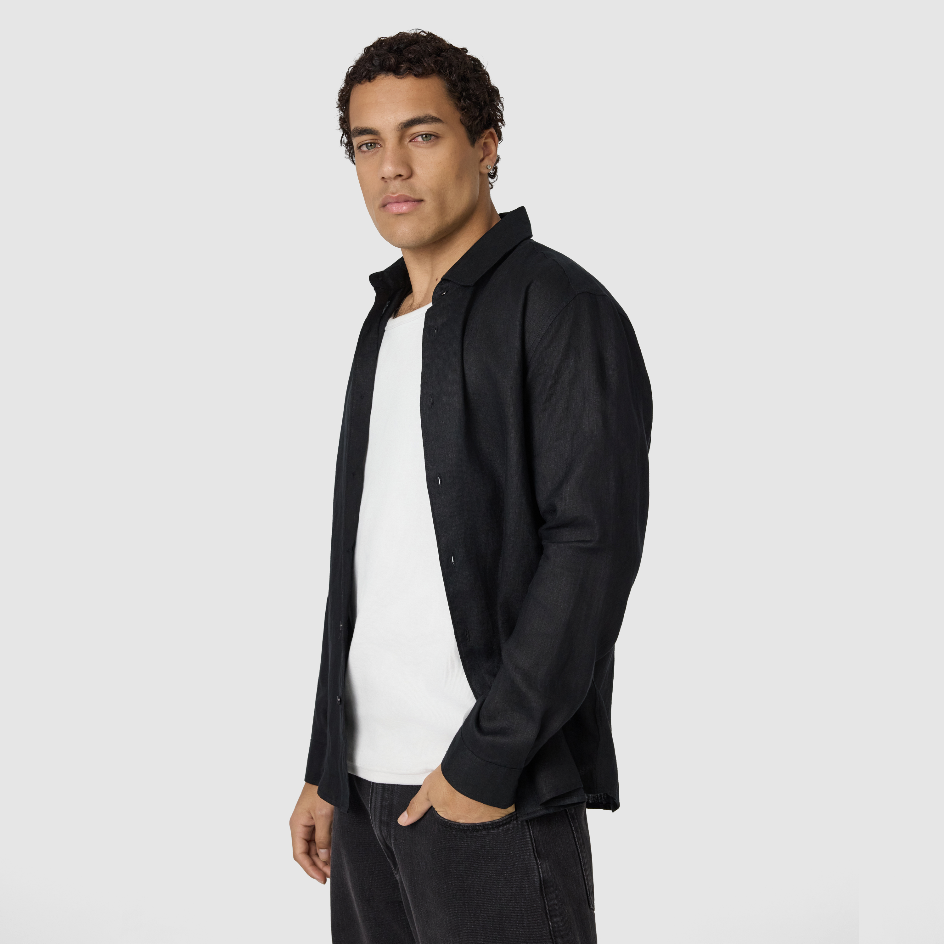 Black Hamilton Linen Shirt