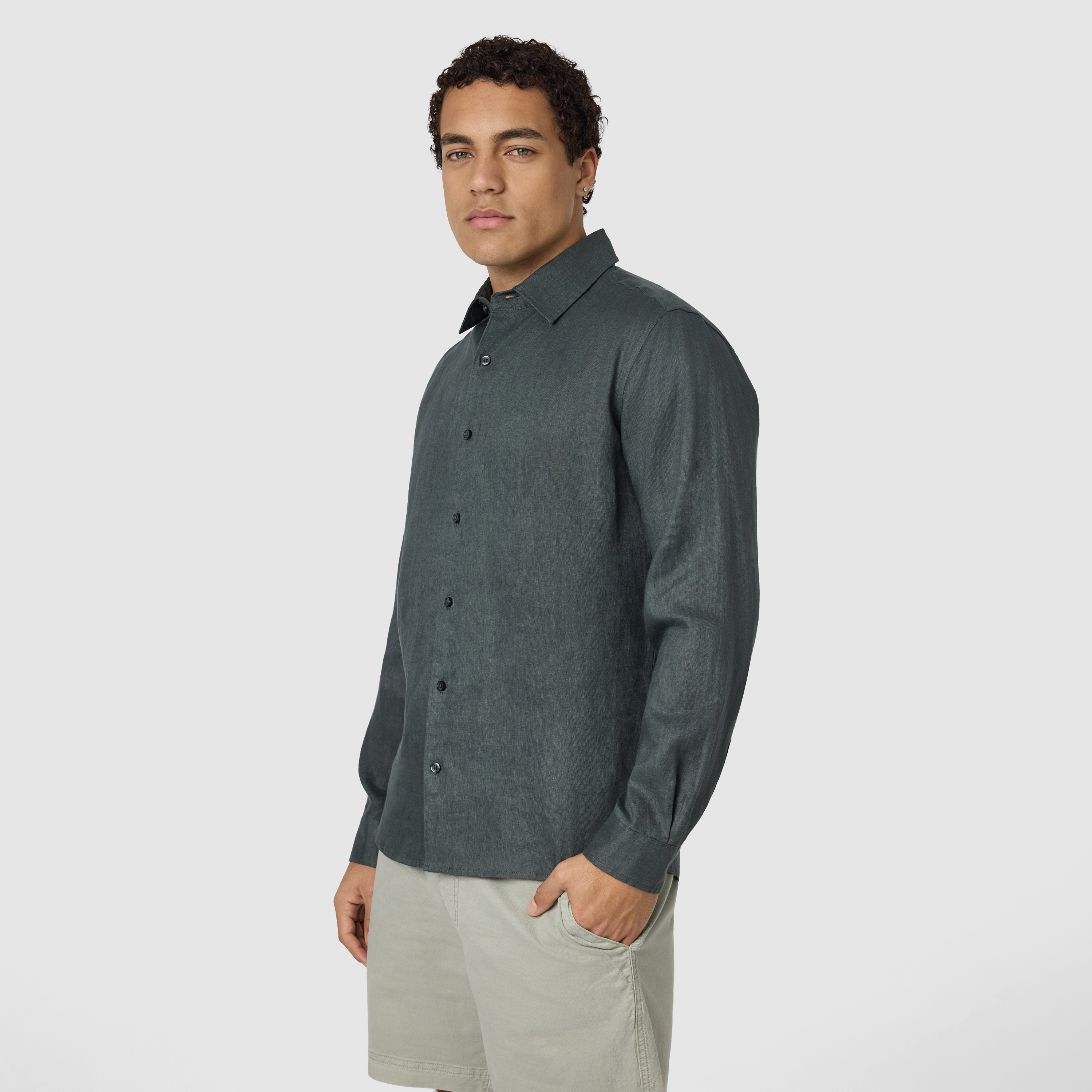 Dark Green Hamilton Linen Shirt
