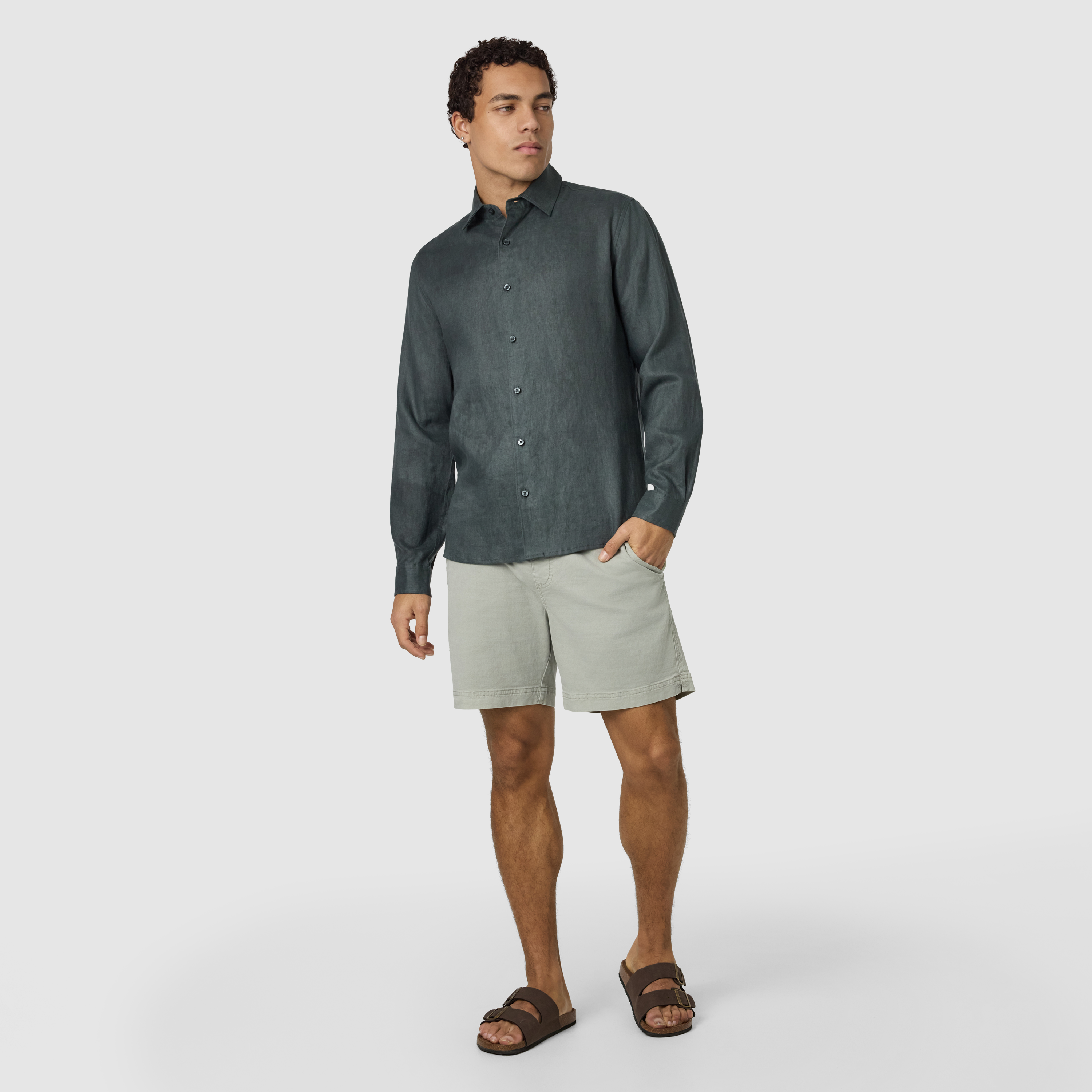 Dark Green Hamilton Linen Shirt