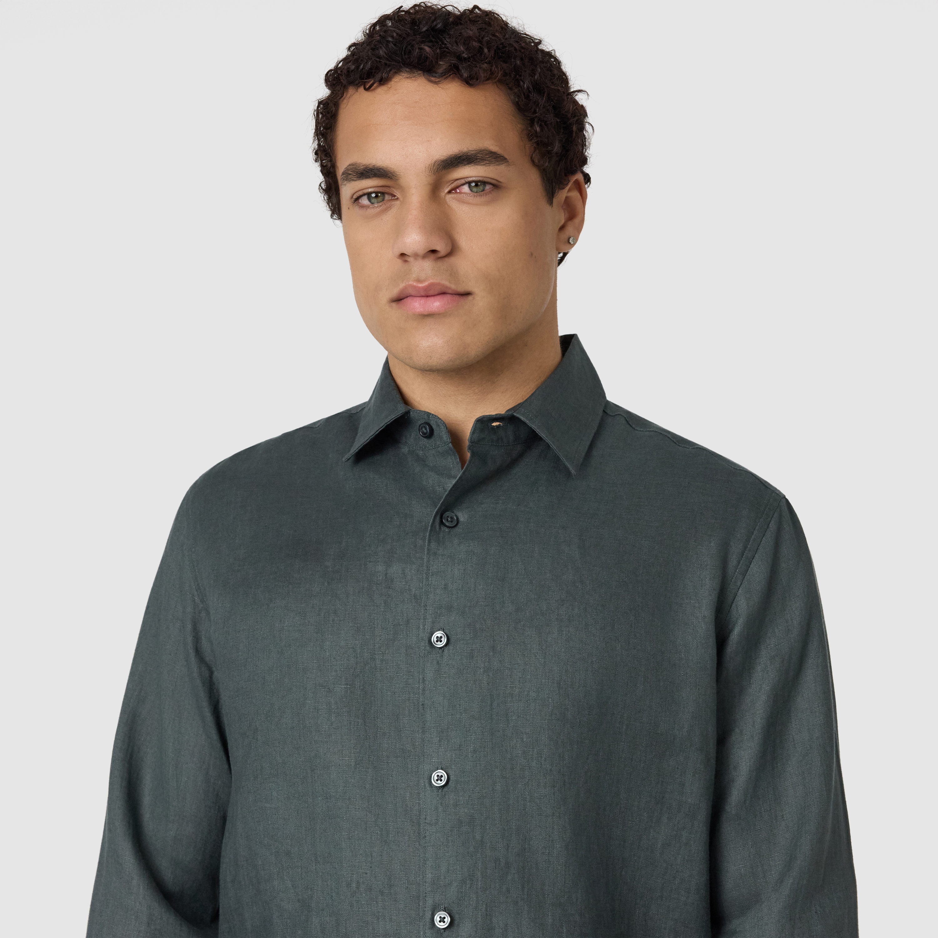Dark Green Hamilton Linen Shirt