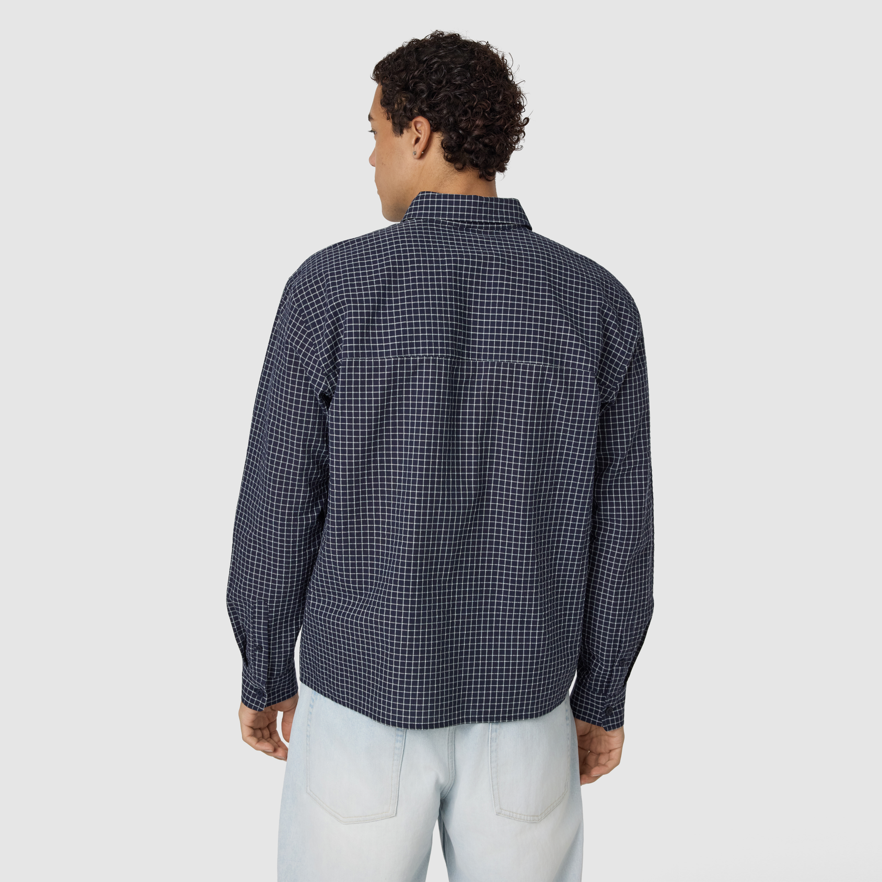 Navy Johnson Boxy Check Shirt