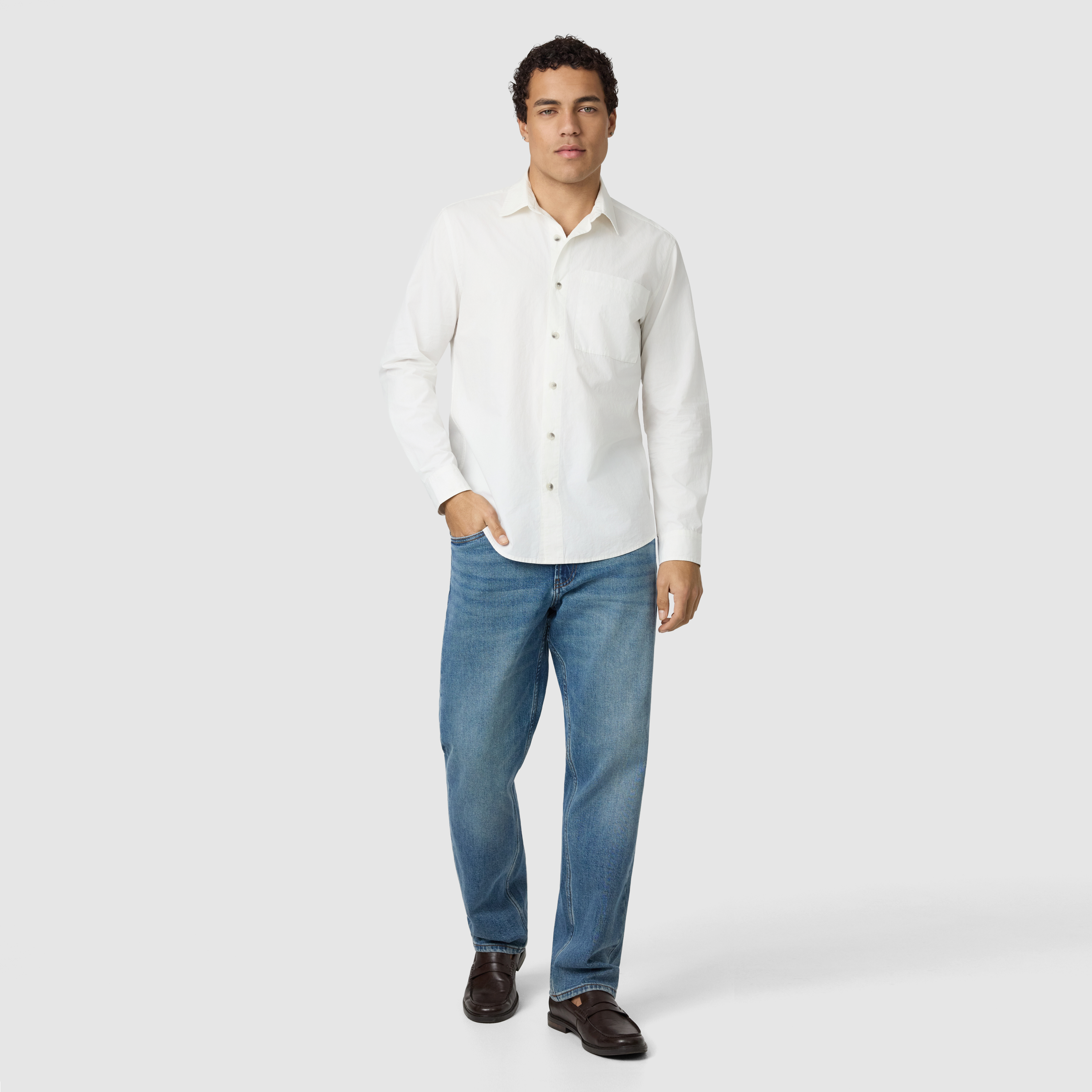 White Hallston Poplin Shirt