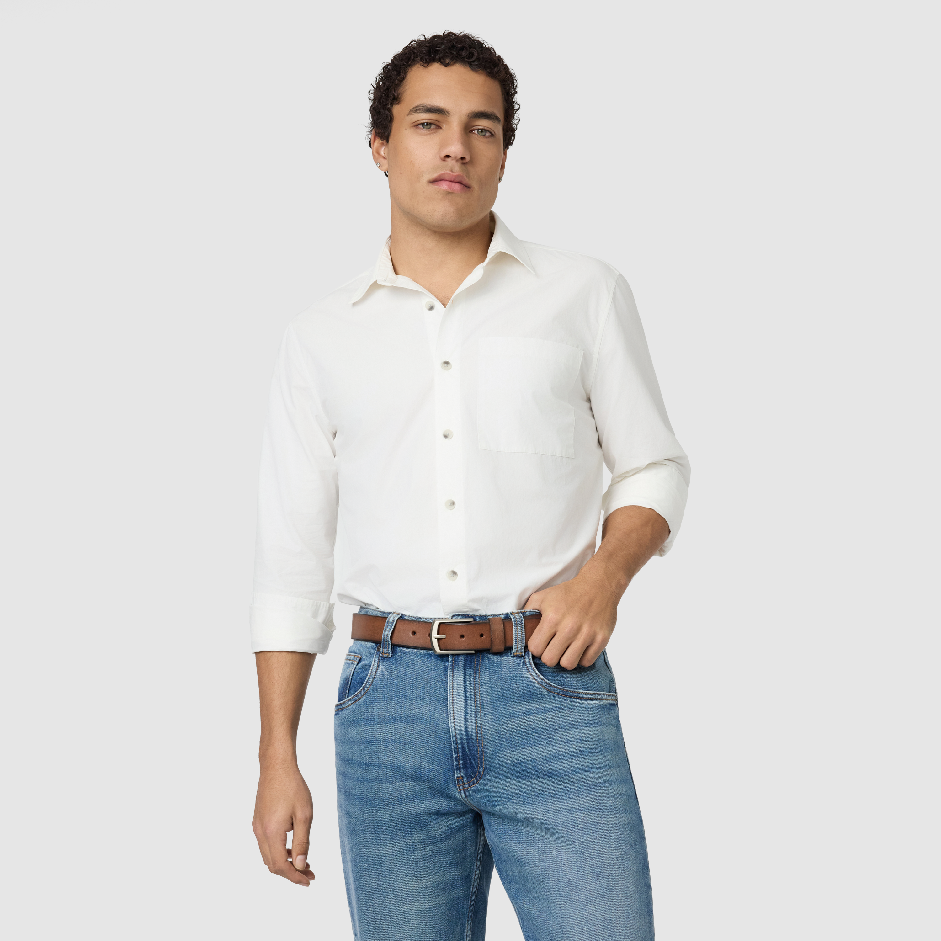 White Hallston Poplin Shirt