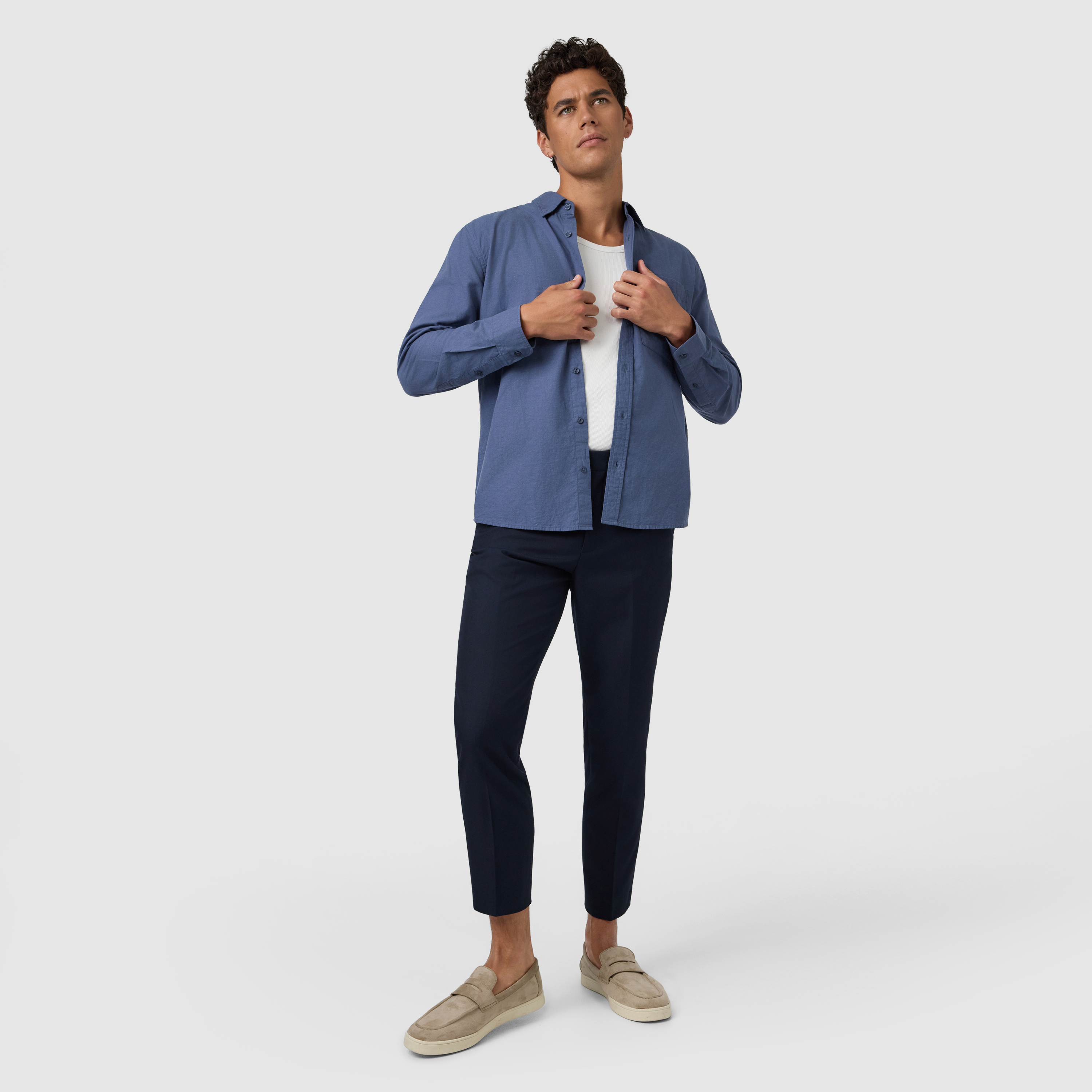 Steel Blue Cuba Cotton Linen Shirt