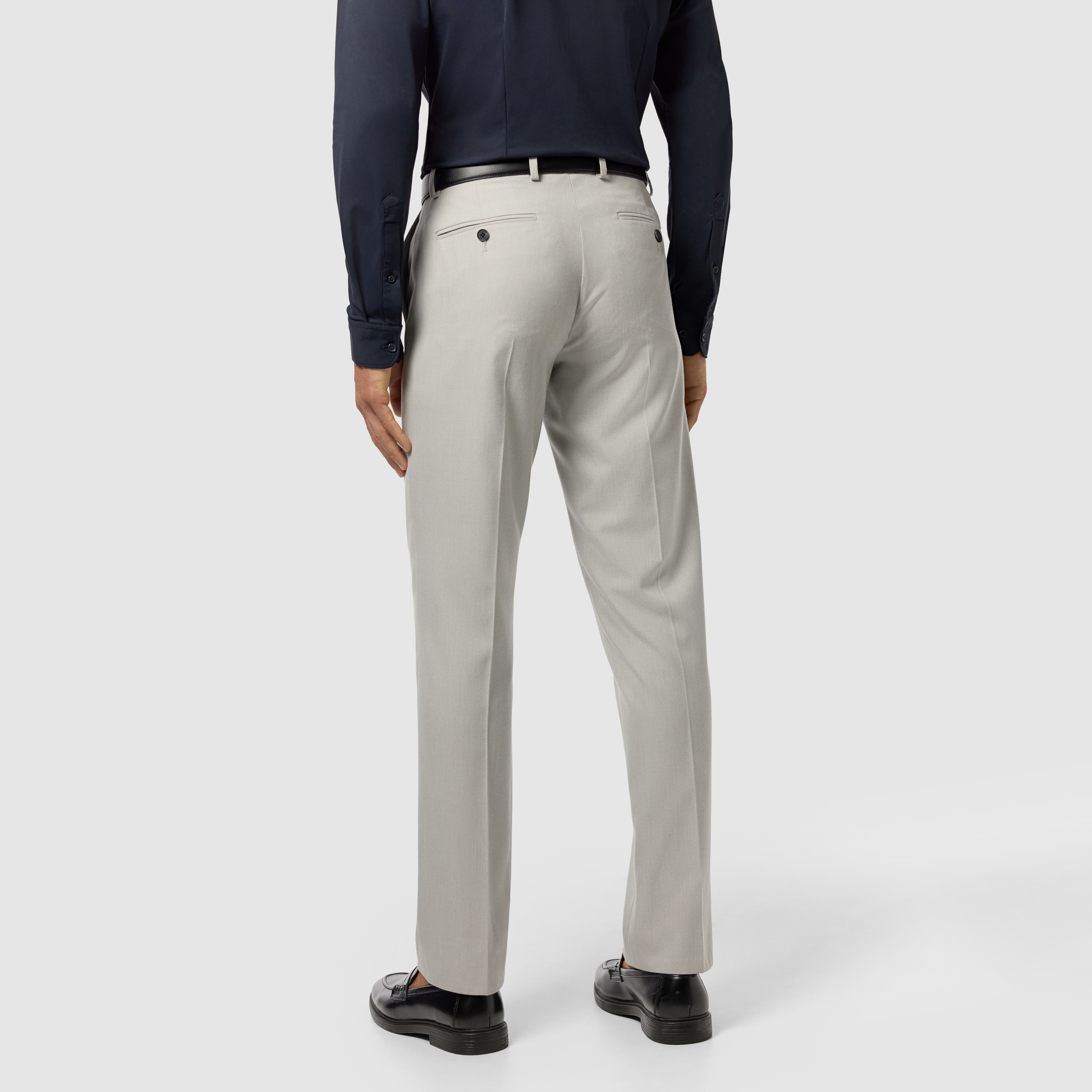 Ice Grey Elm Classic Textured Stretch Dress Pant