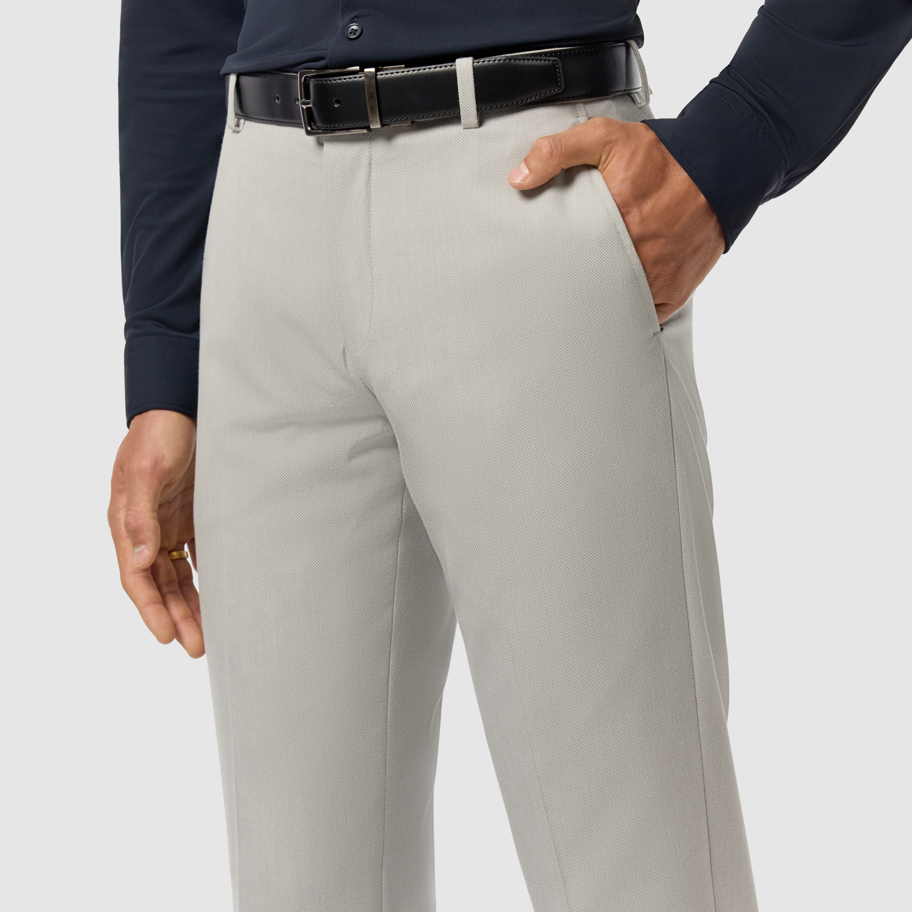 Ice Grey Elm Classic Textured Stretch Dress Pant
