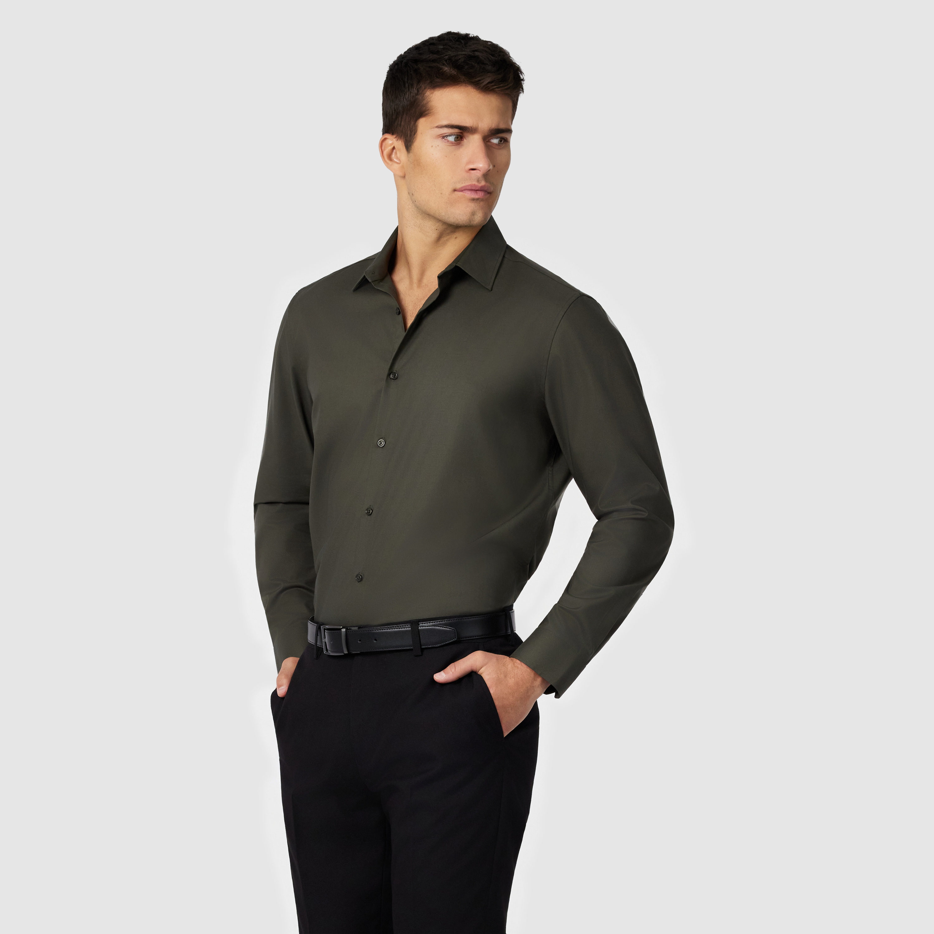 Military Green Oslo Classic Stretch Dress Shirt