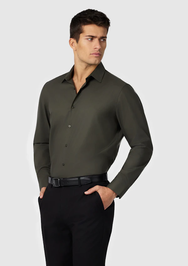 Military Green Oslo Classic Stretch Dress Shirt