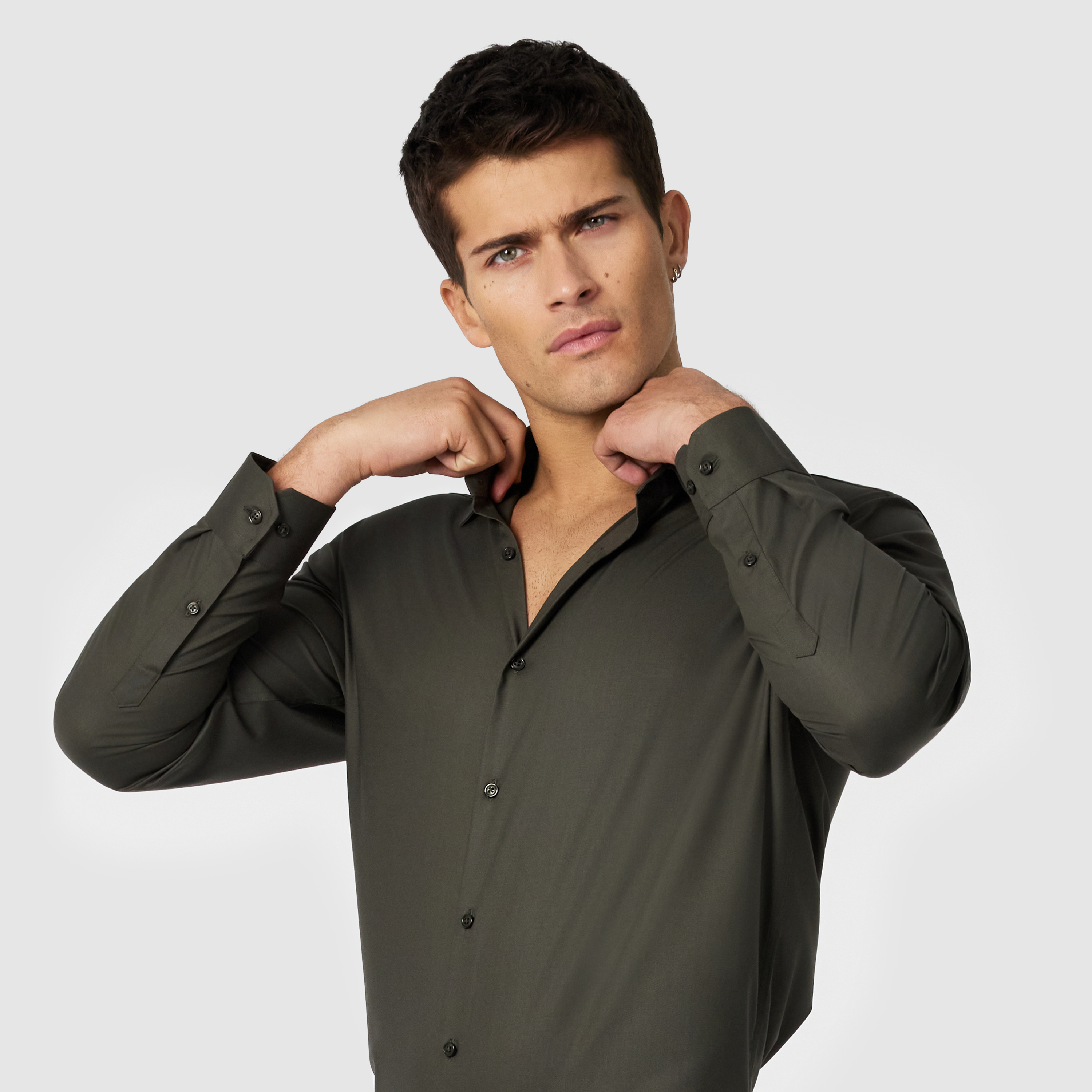 Military Green Oslo Classic Stretch Dress Shirt