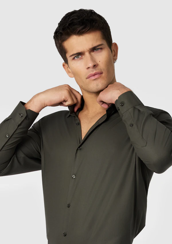Military Green Oslo Classic Stretch Dress Shirt