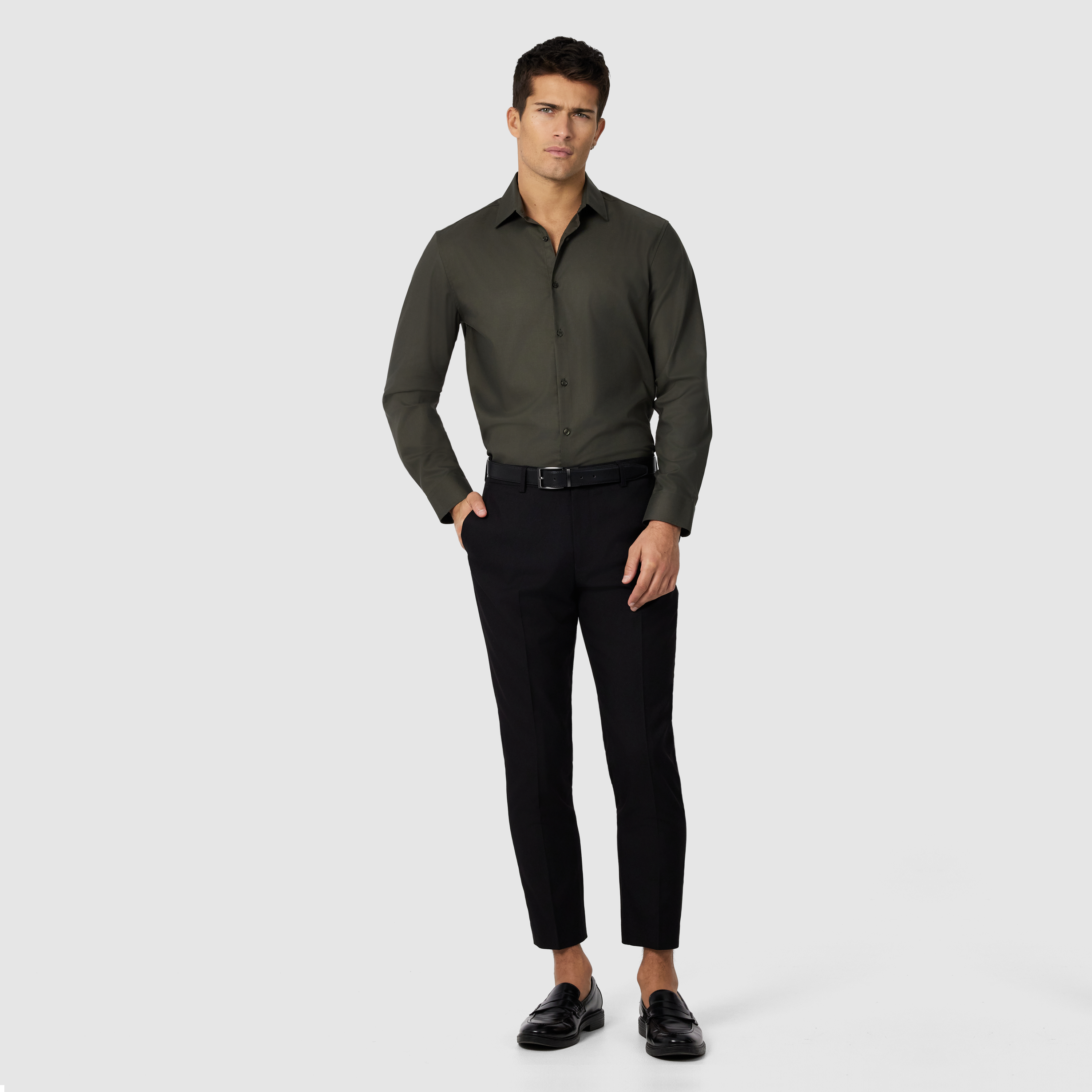 Military Green Oslo Classic Stretch Dress Shirt