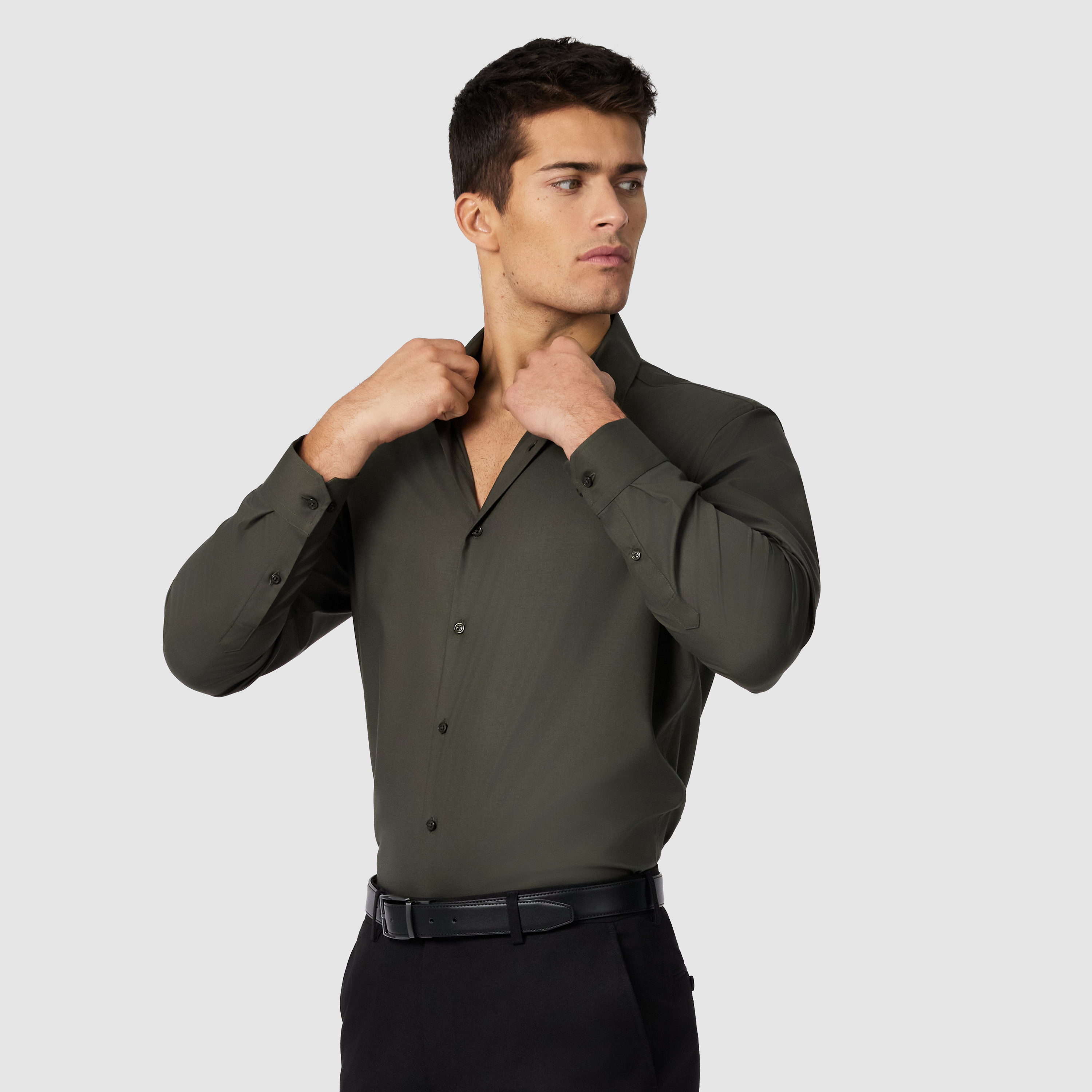 Military Green Oslo Classic Stretch Dress Shirt