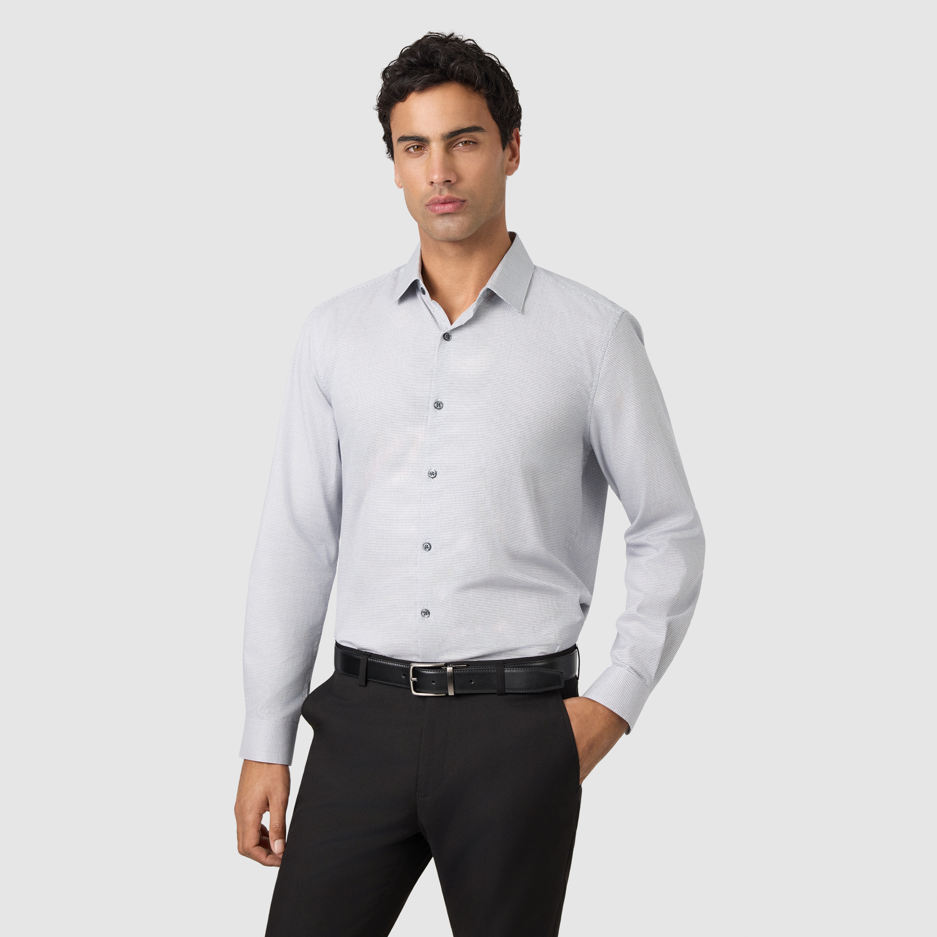 Silver Grey Gates Slim Dress Shirt