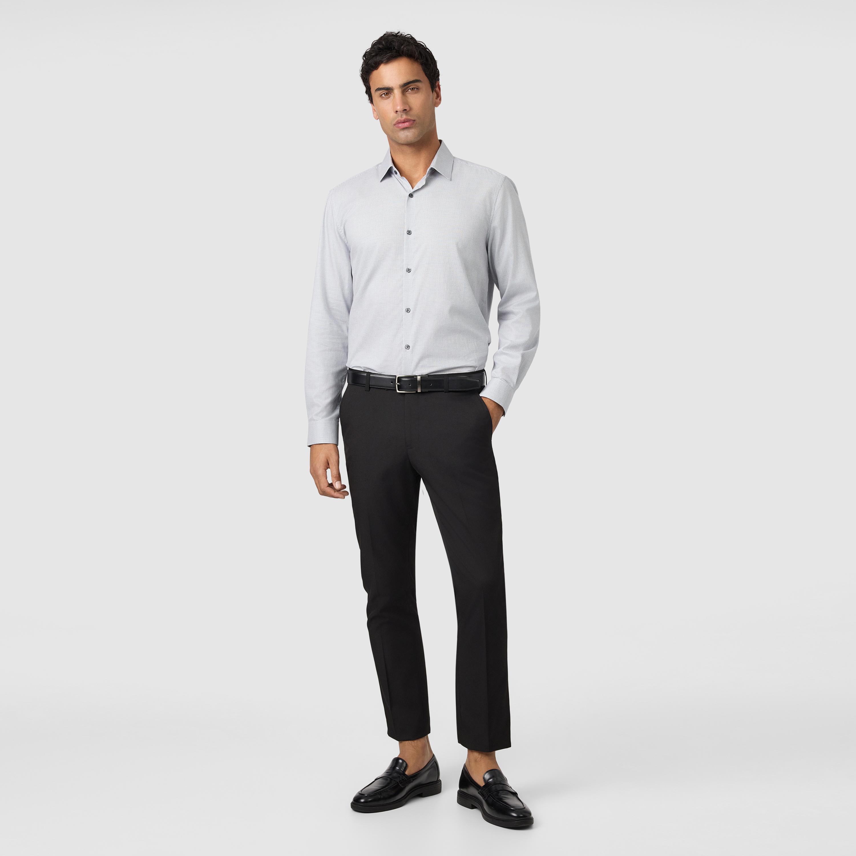 Silver Grey Gates Slim Dress Shirt