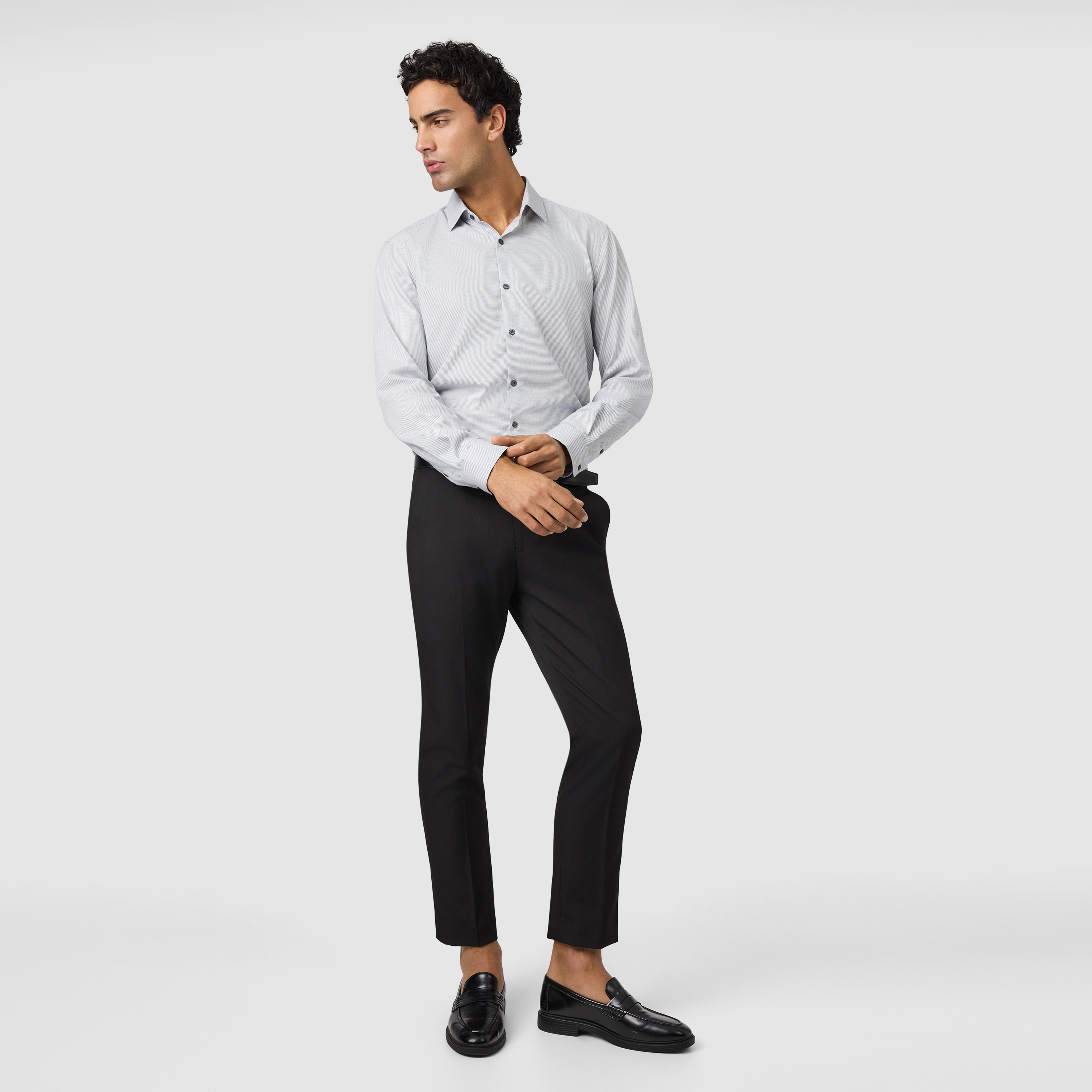 Silver Grey Gates Slim Dress Shirt