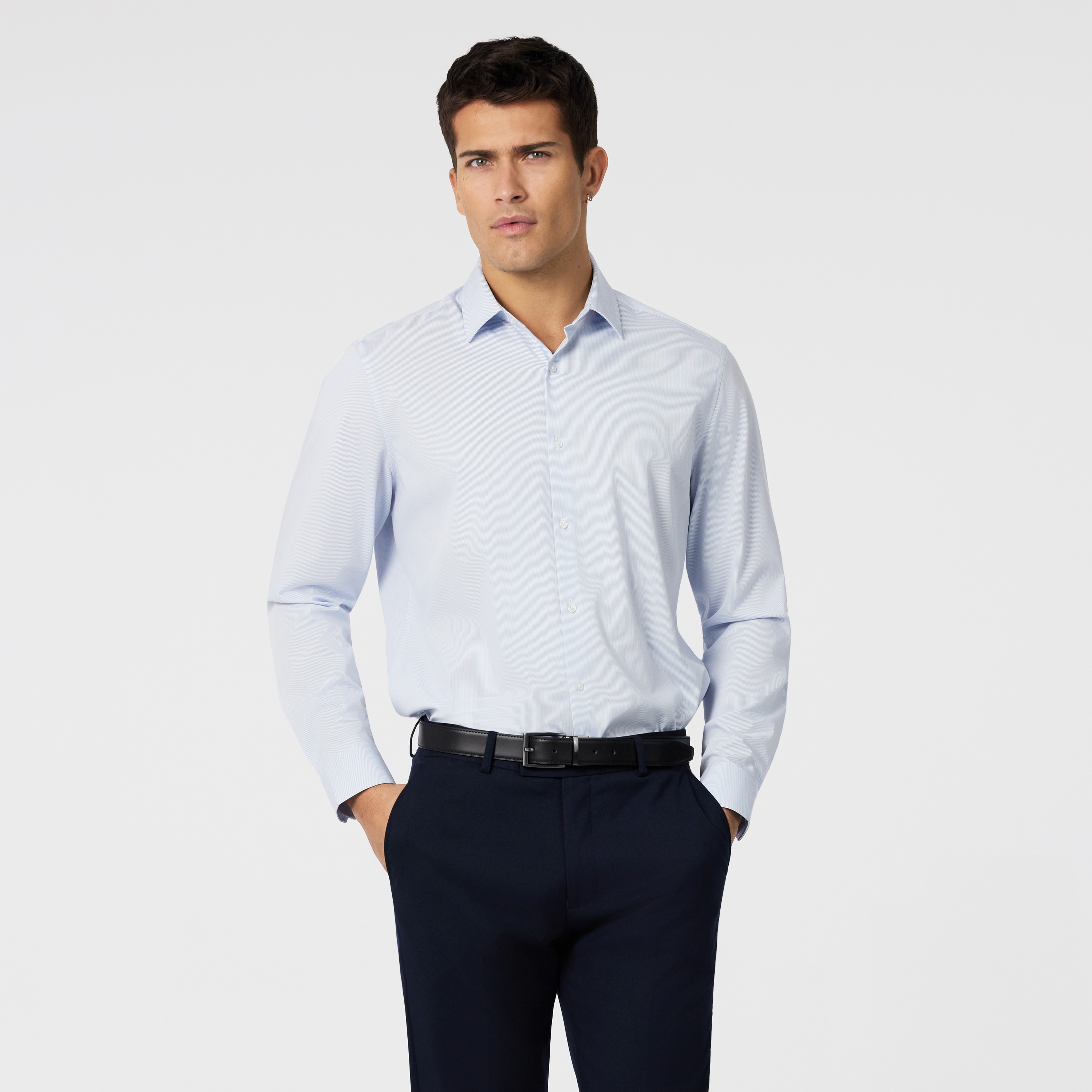 Light Blue Cove Stripe Bamboo Viscose Shirt
