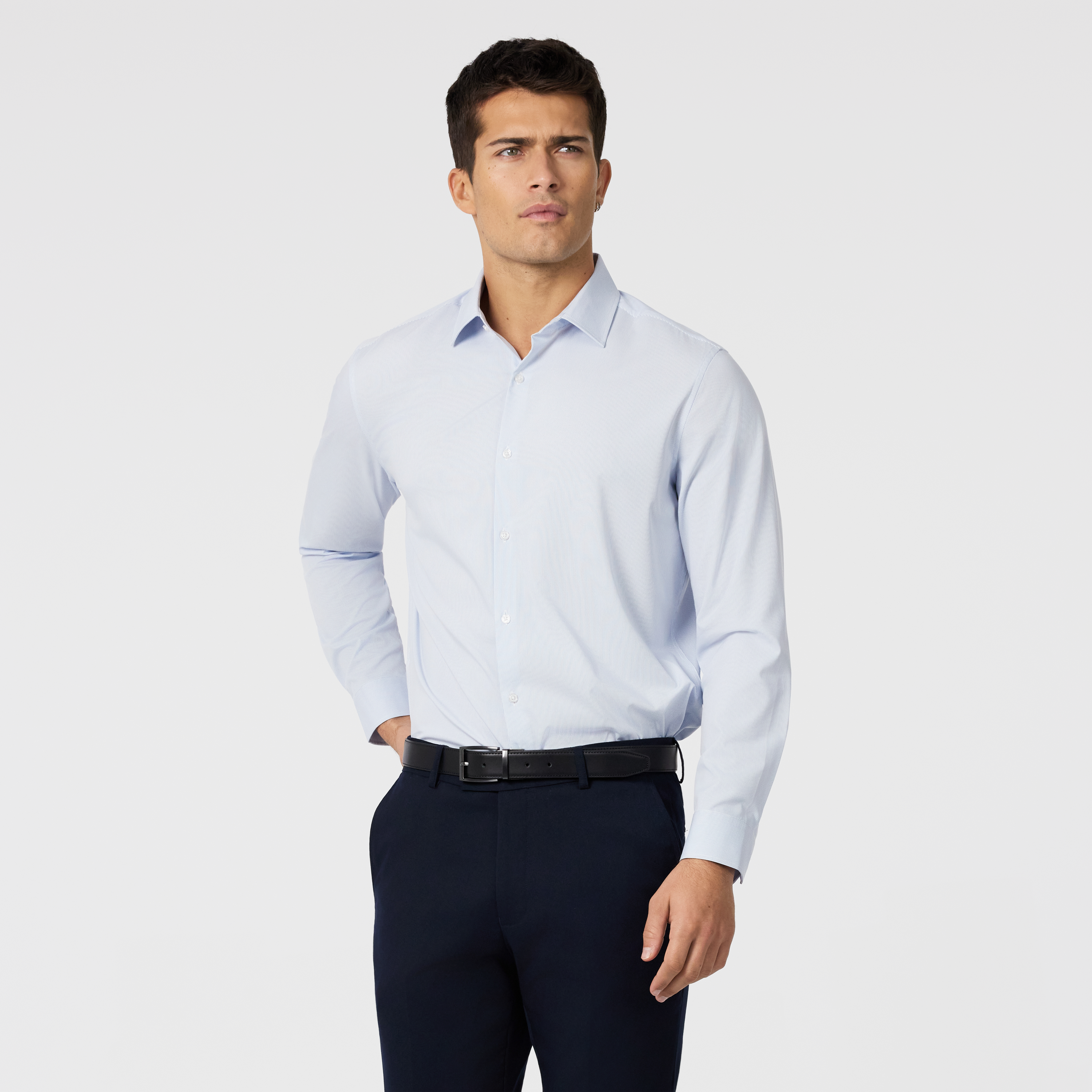 Light Blue Cove Stripe Bamboo Viscose Shirt