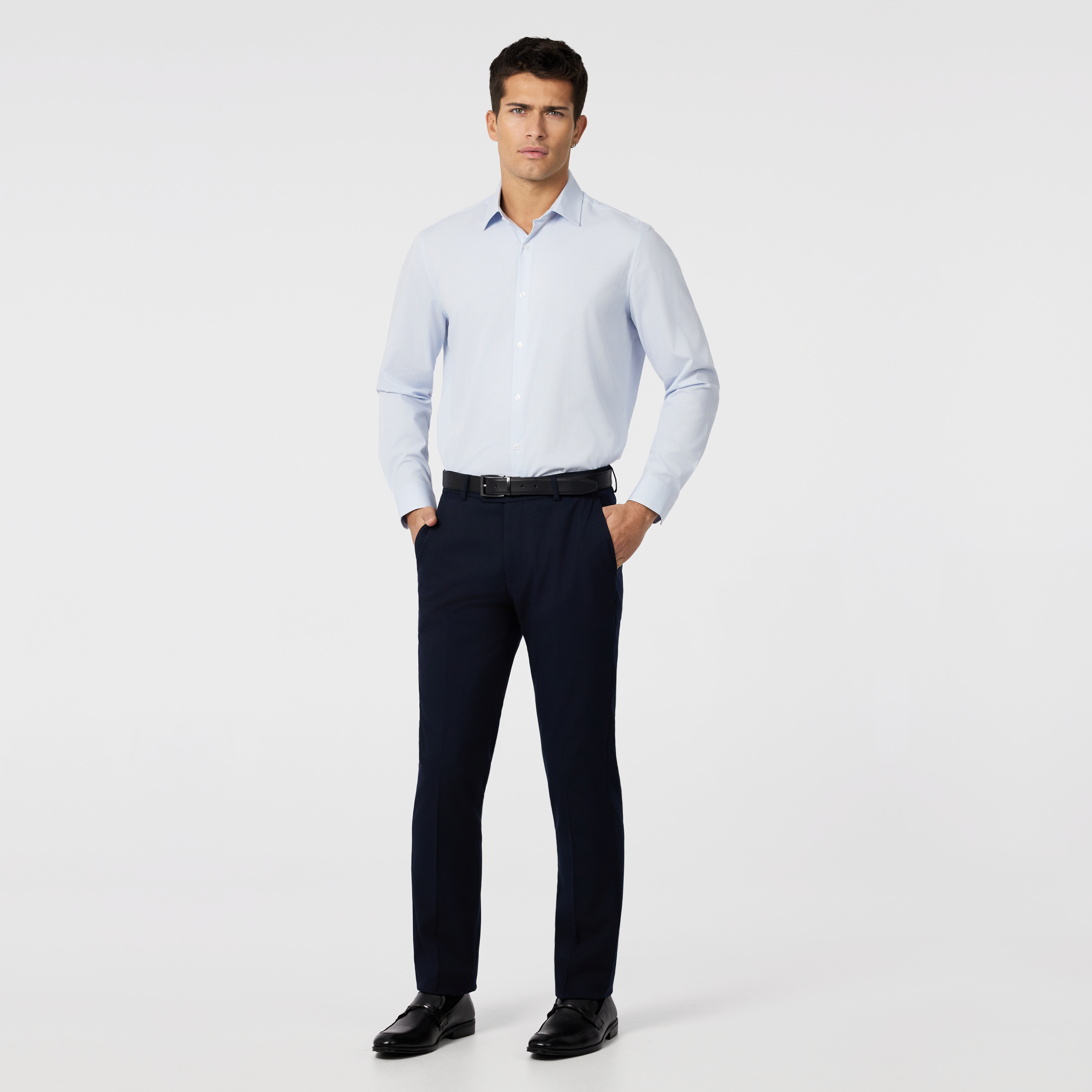 Light Blue Cove Stripe Bamboo Viscose Shirt
