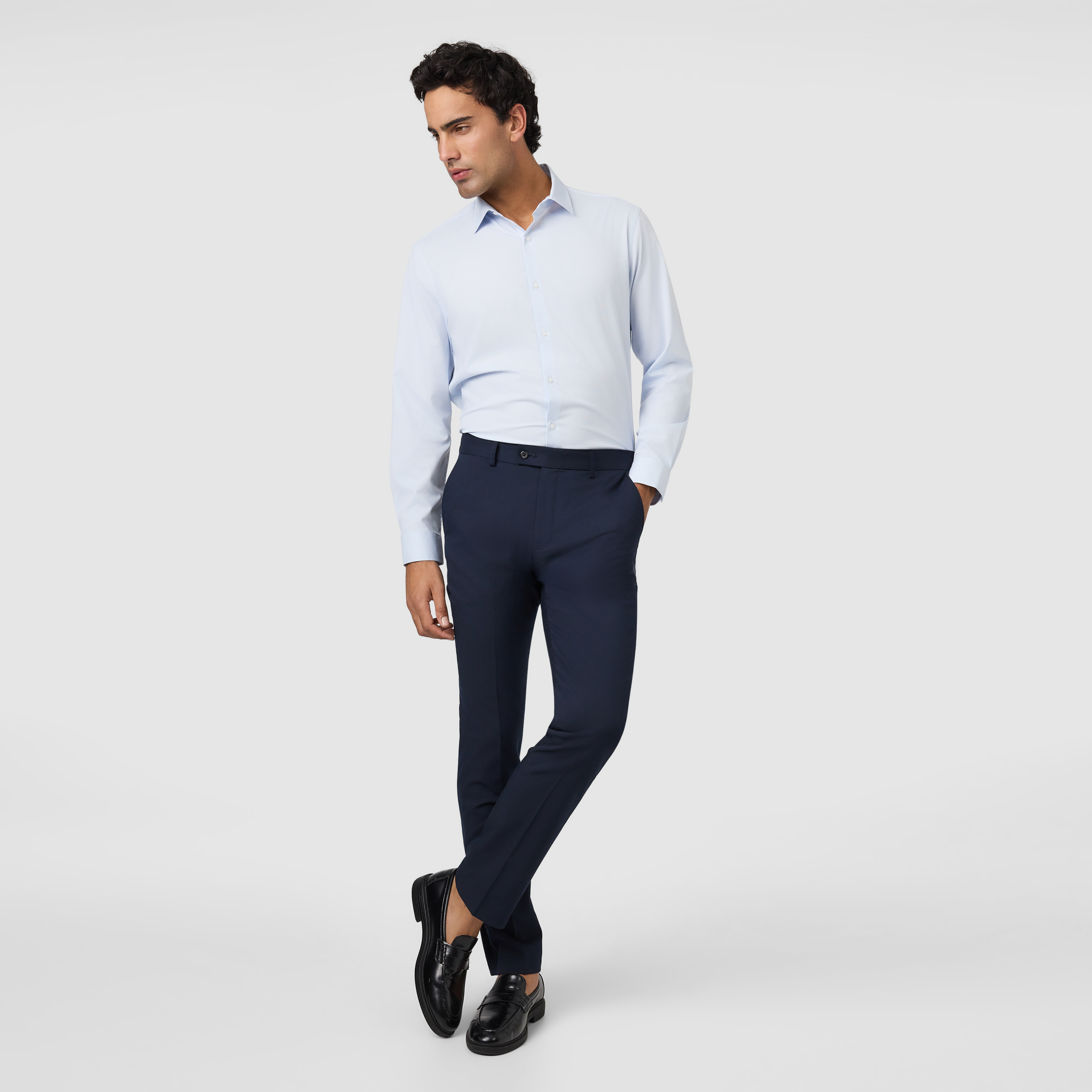 Light Blue Cove Stripe Bamboo Viscose Shirt