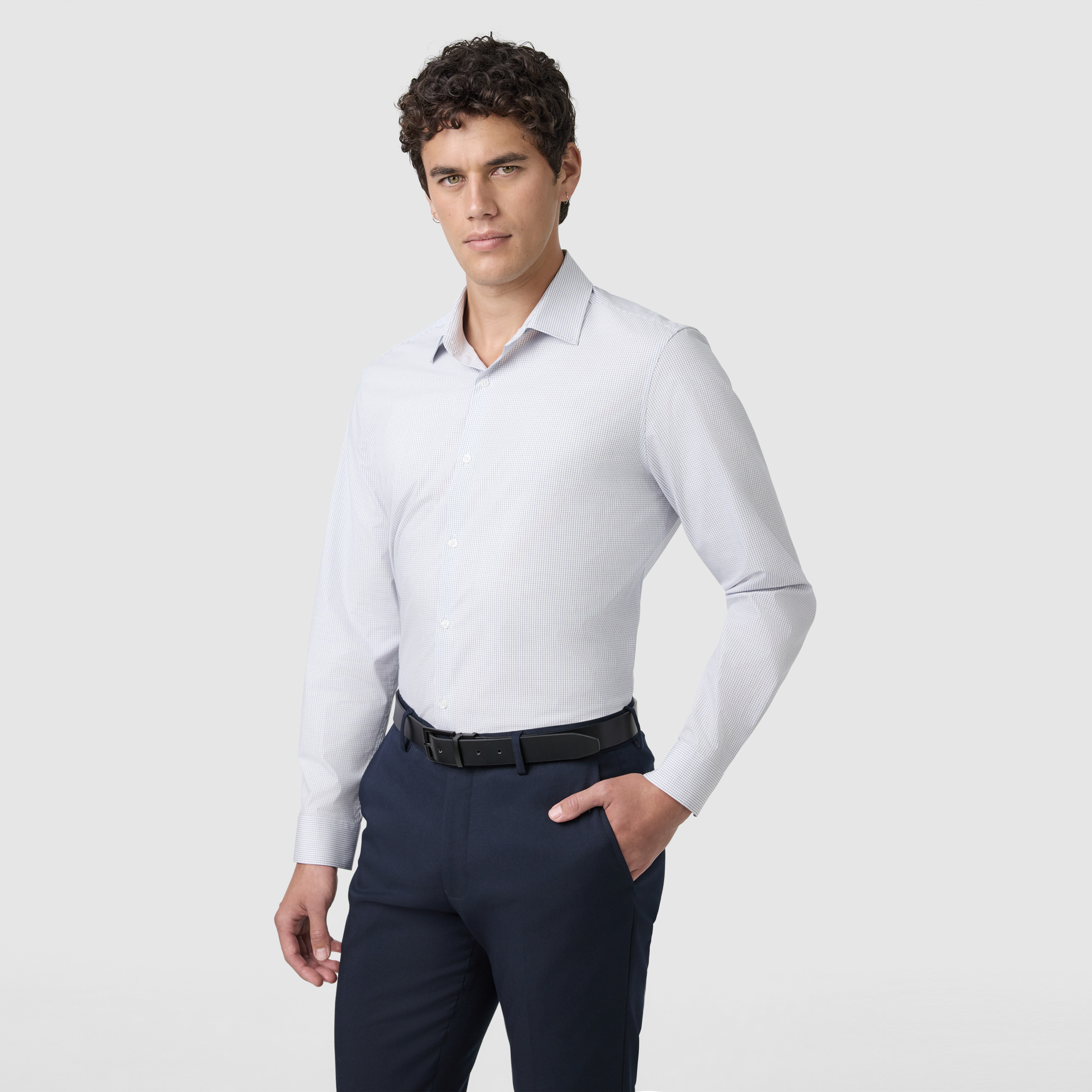Navy Cove Check Bamboo Blend Shirt
