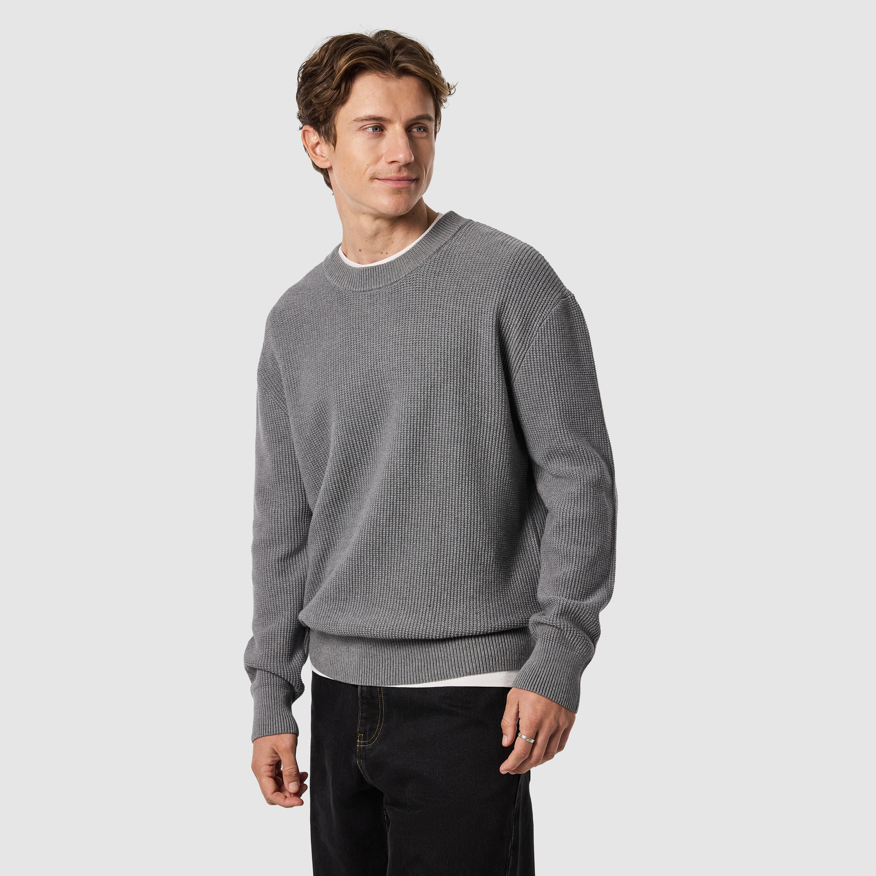 Grey Sharky Cotton Boxy Knit