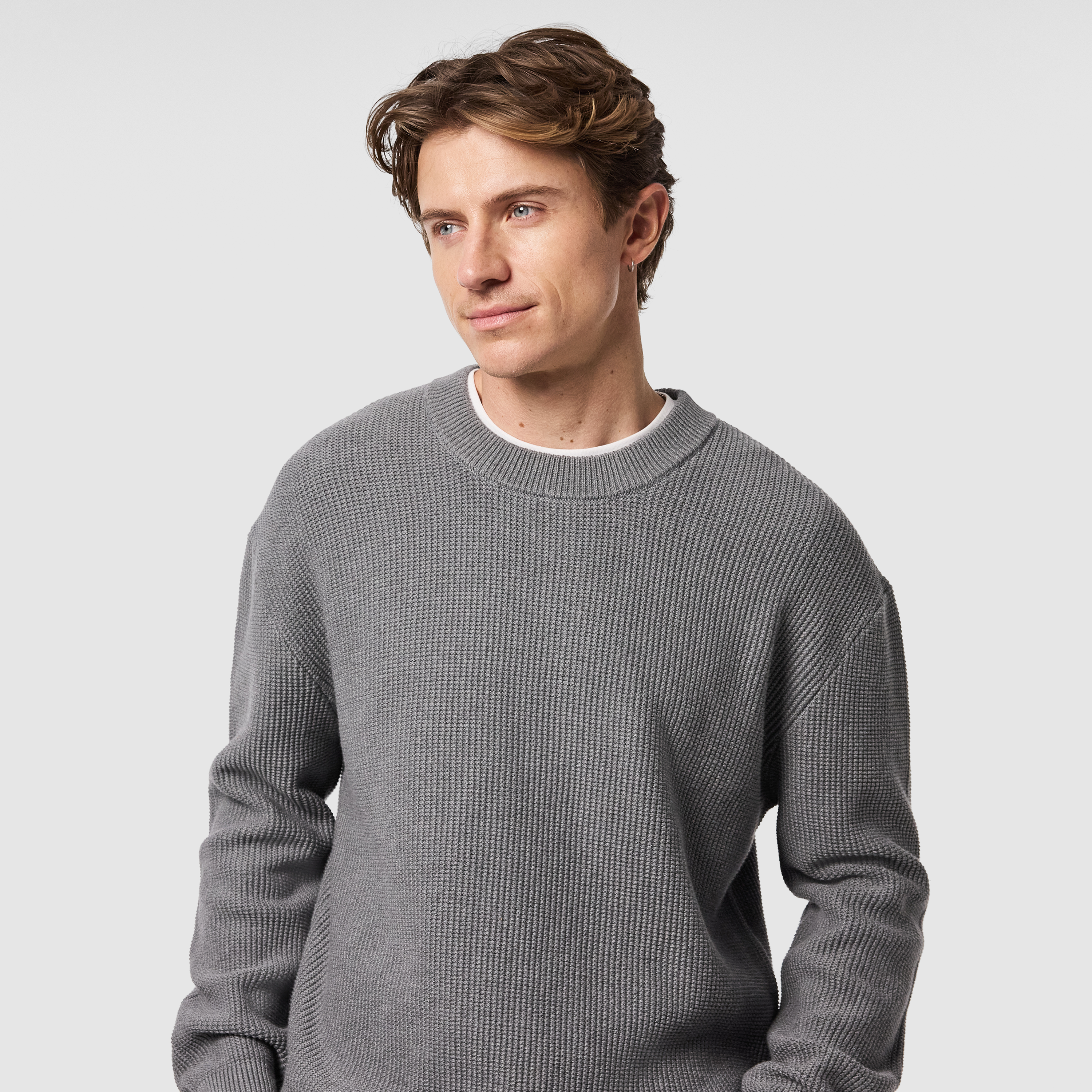 Grey Sharky Cotton Boxy Knit