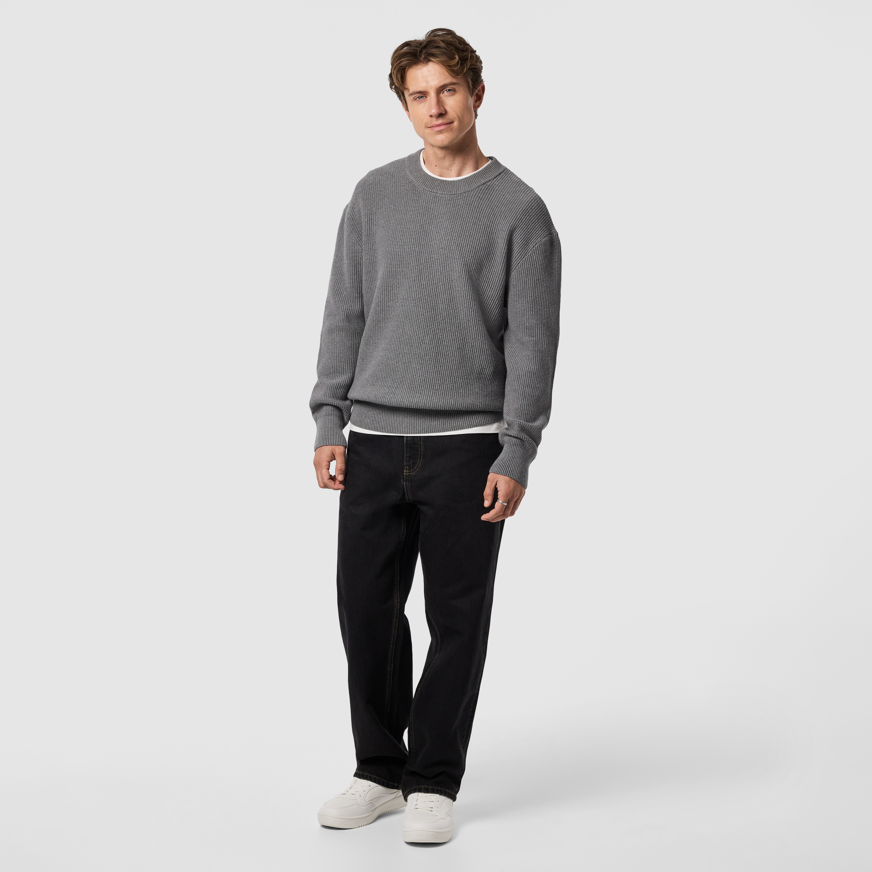 Grey Sharky Cotton Boxy Knit