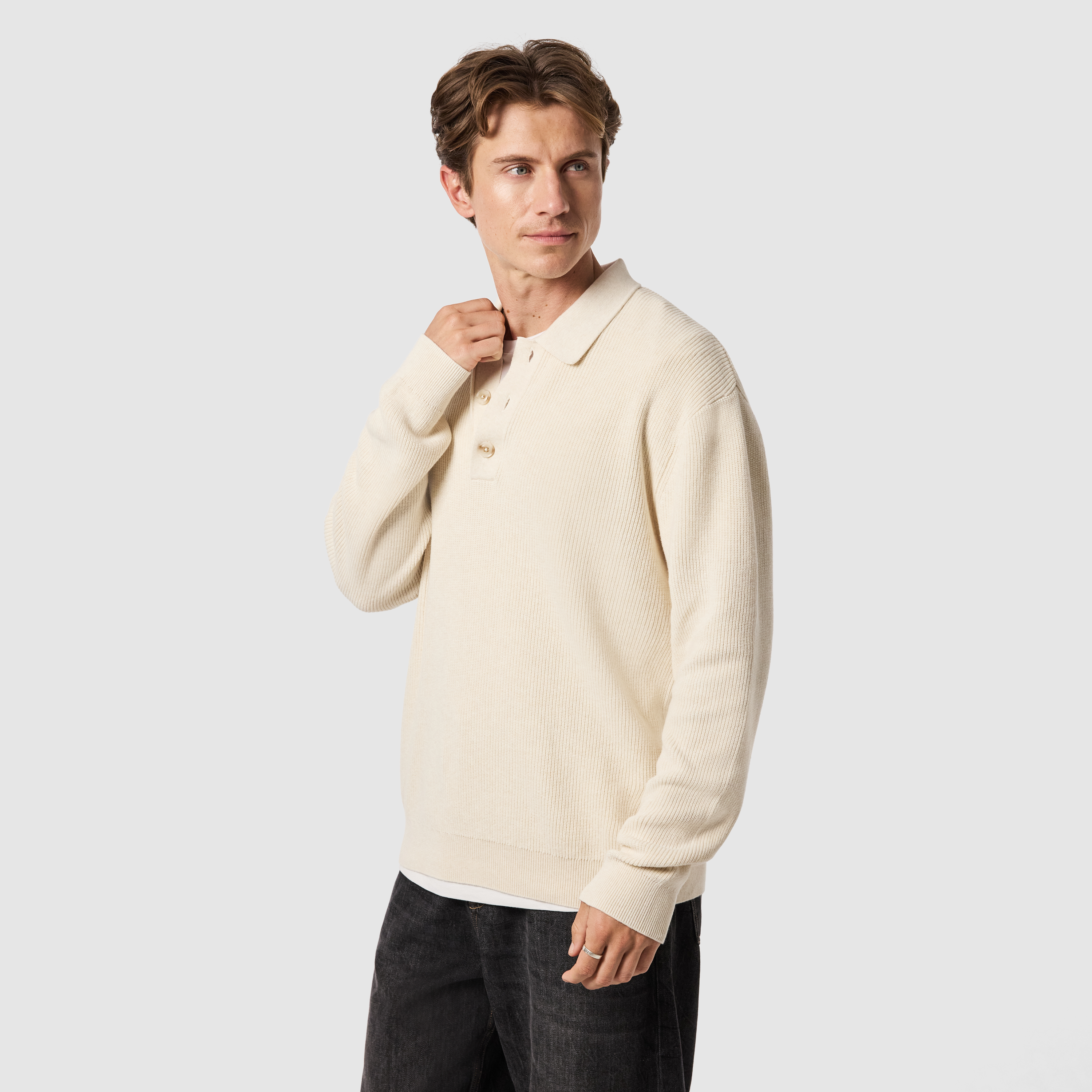 Ecru Sammy Cotton Relaxed Knit Polo