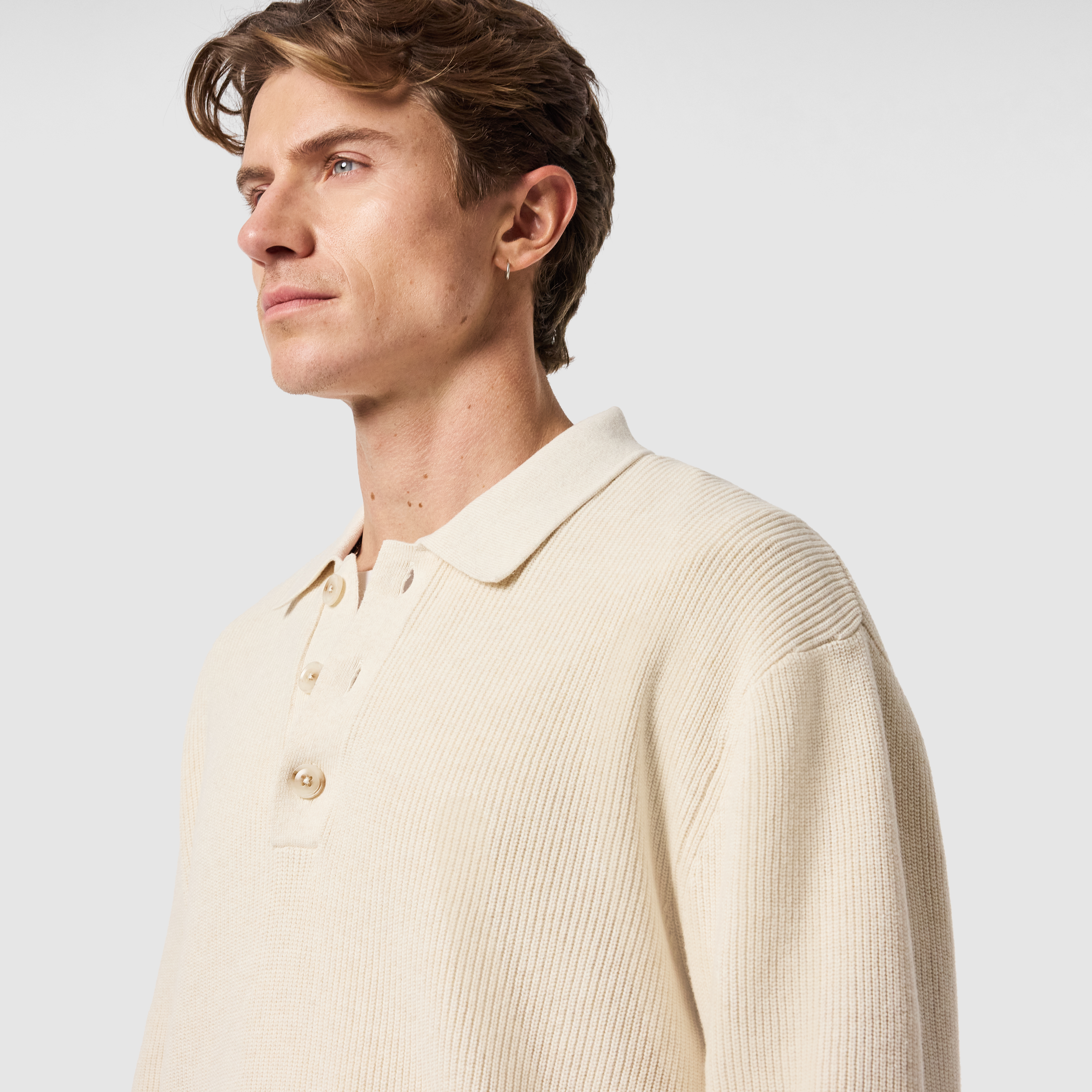 Ecru Sammy Cotton Relaxed Knit Polo