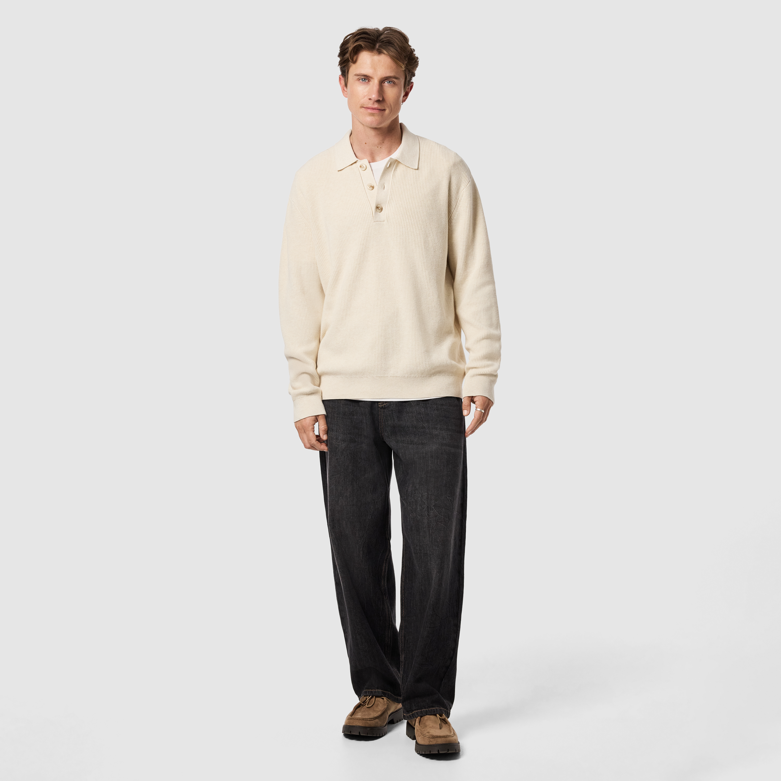 Ecru Sammy Cotton Relaxed Knit Polo