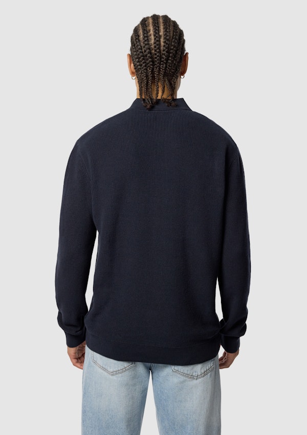 Navy Sammy Ls Knit Polo