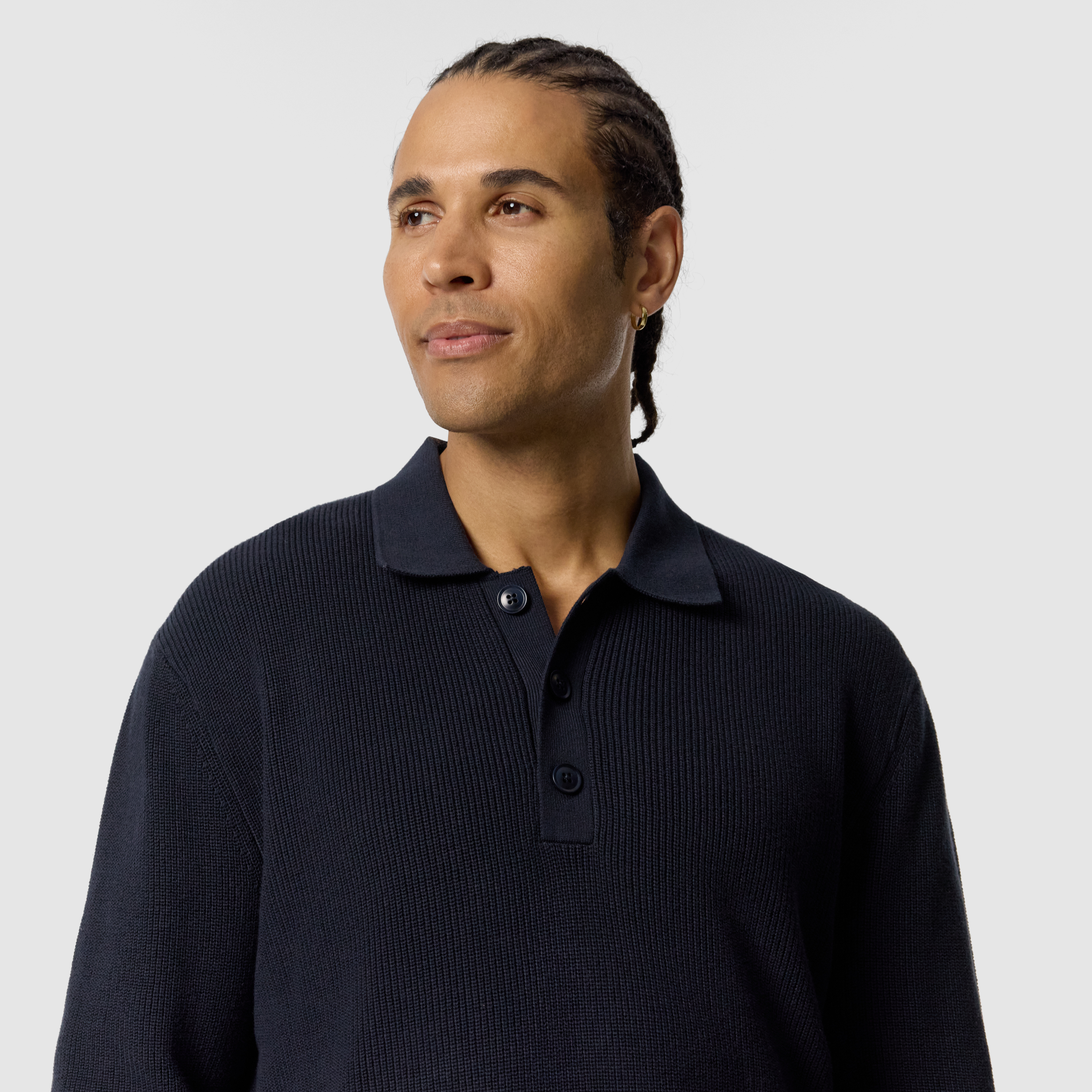 Navy Sammy Ls Knit Polo