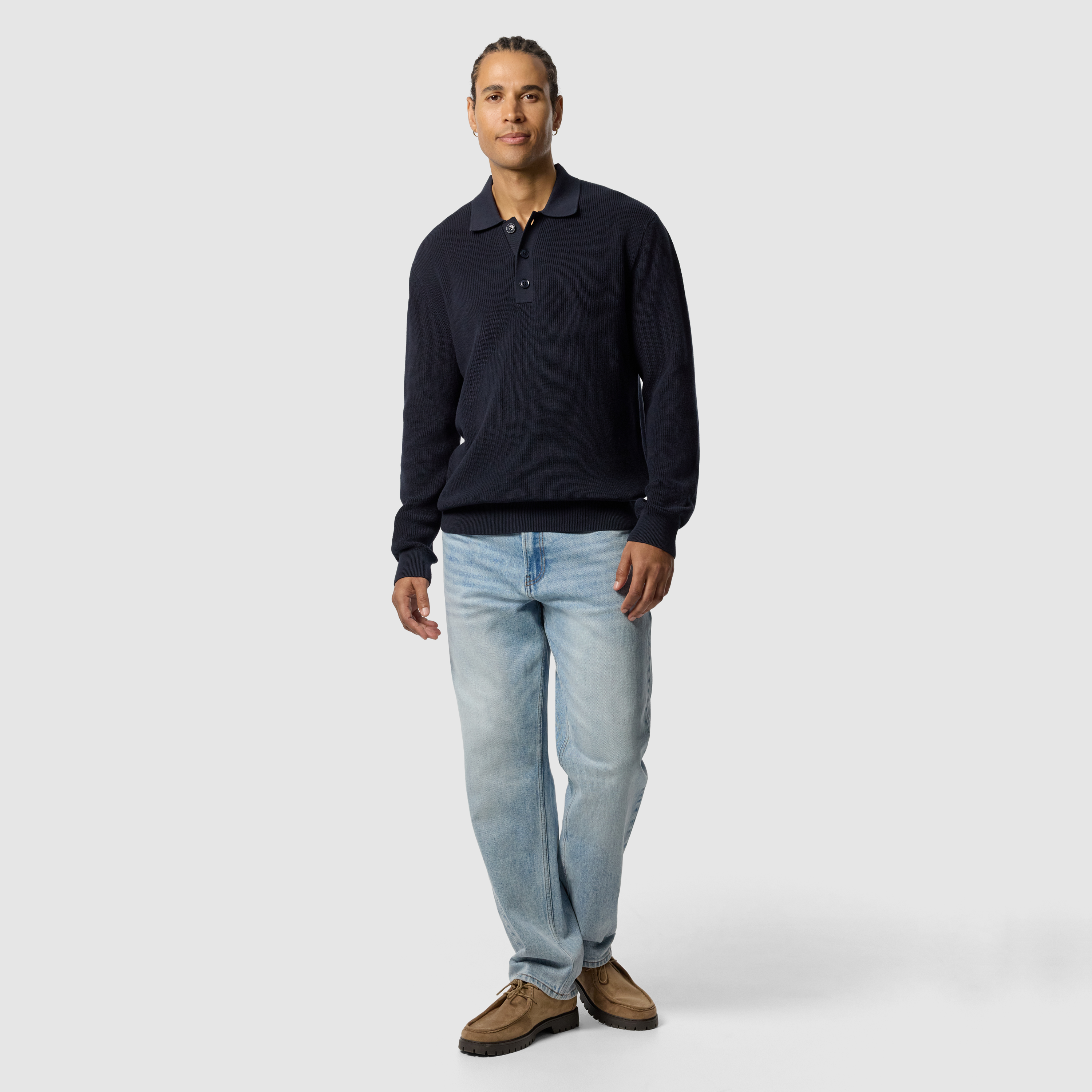 Navy Sammy Ls Knit Polo