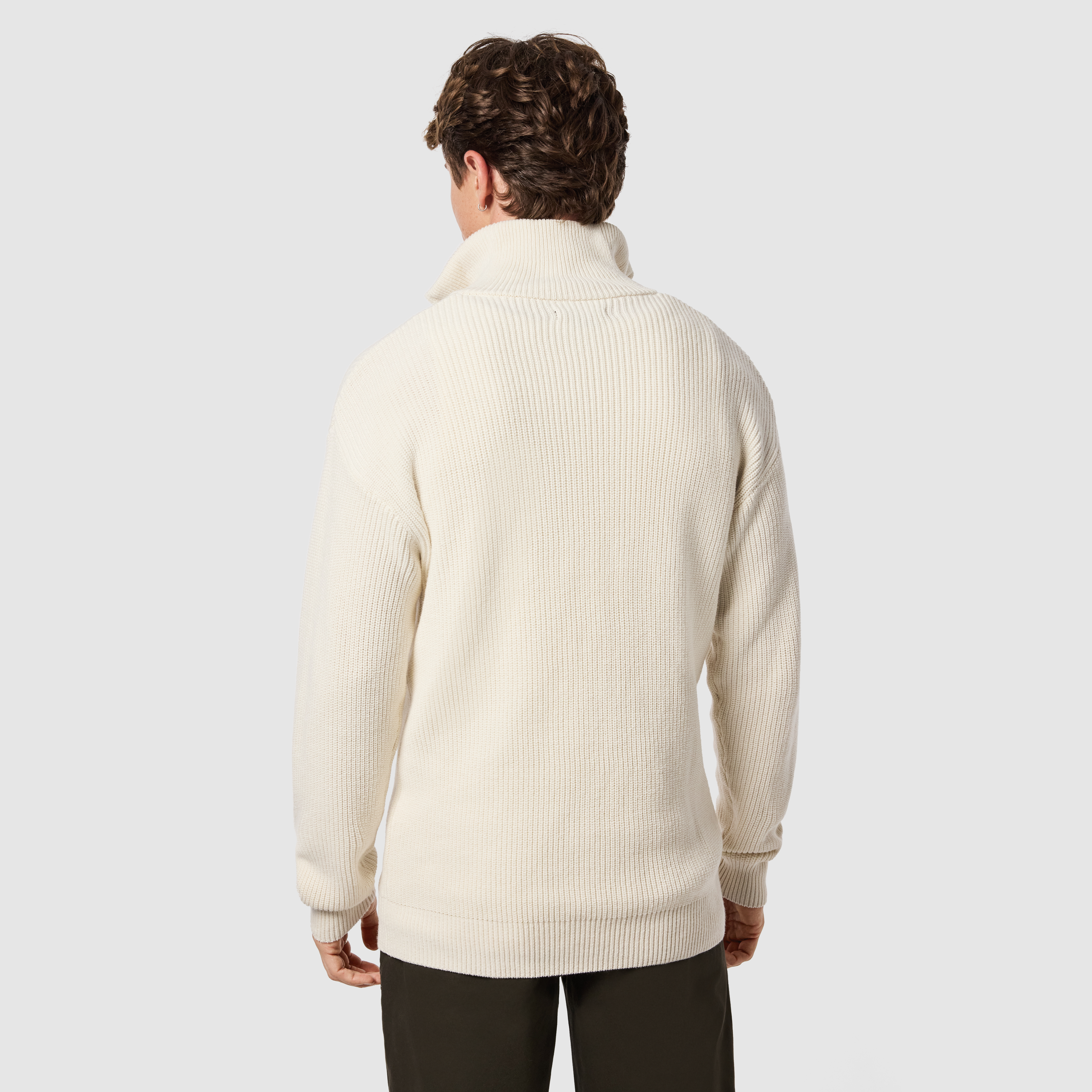 Ecru Rowan Cotton Blend Quarter Zip Knit