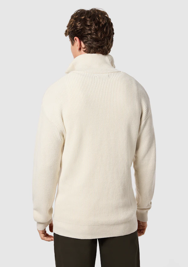 Ecru Rowan Cotton Blend Quarter Zip Knit