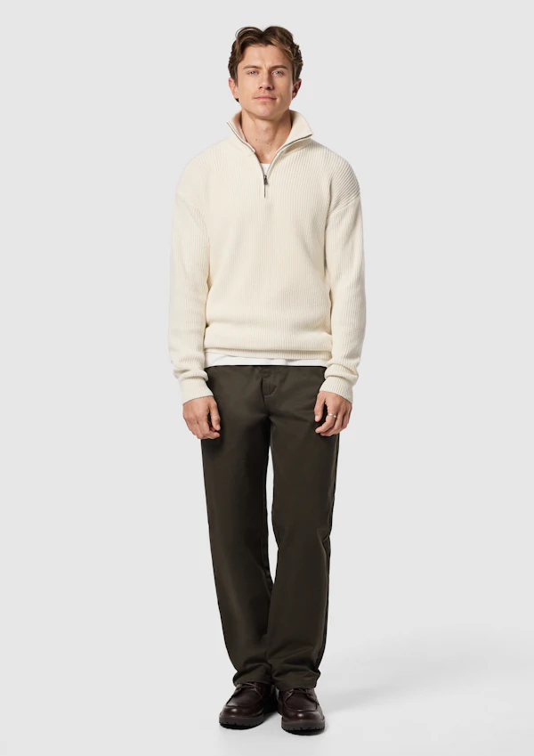 Ecru Rowan Cotton Blend Quarter Zip Knit