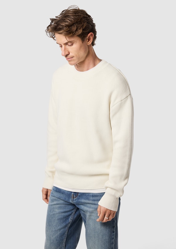 Ecru Sander Cotton Blend Boxy Knit