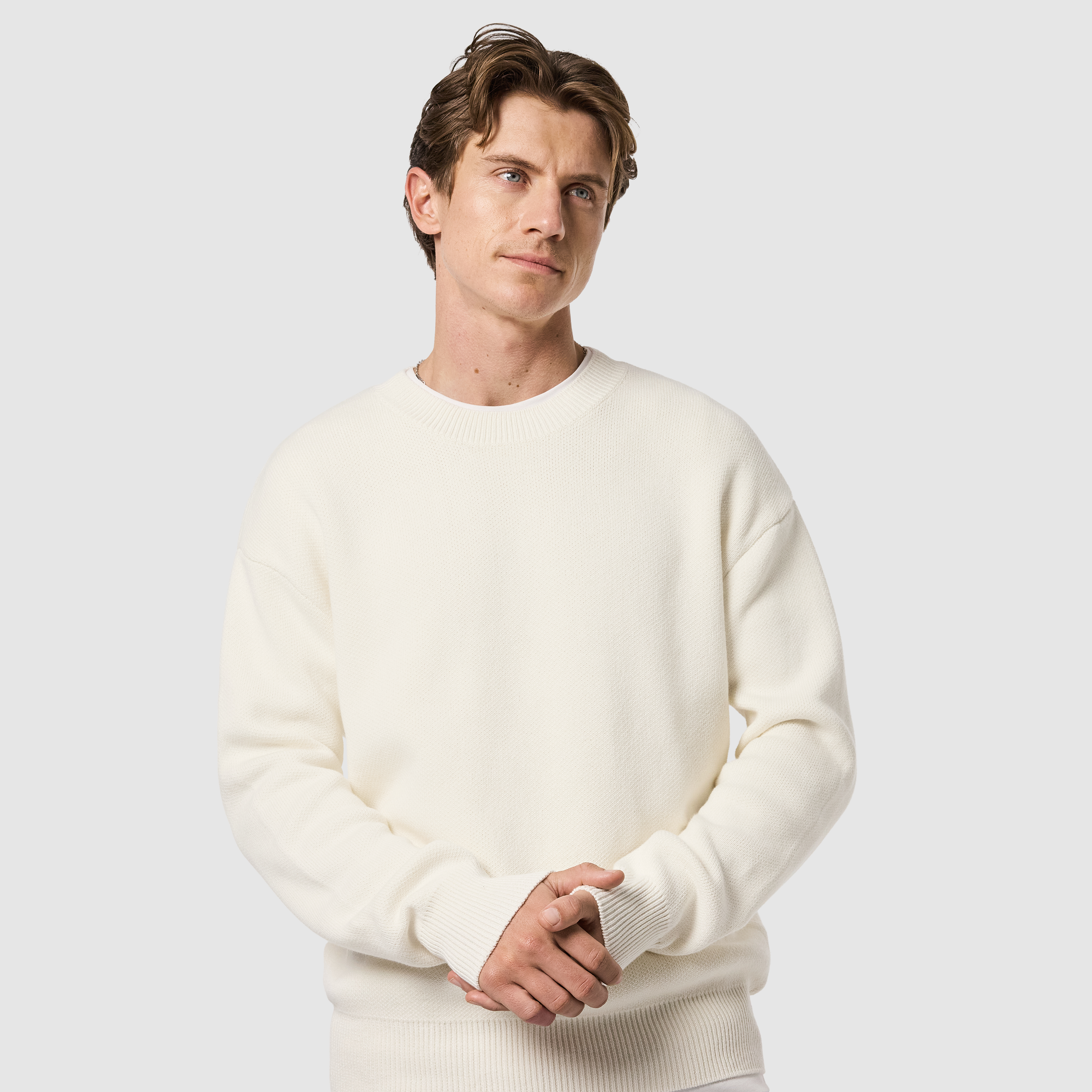 Ecru Sander Cotton Blend Boxy Knit