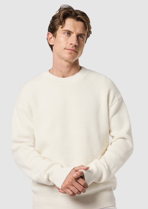 Ecru Sander Cotton Blend Boxy Knit