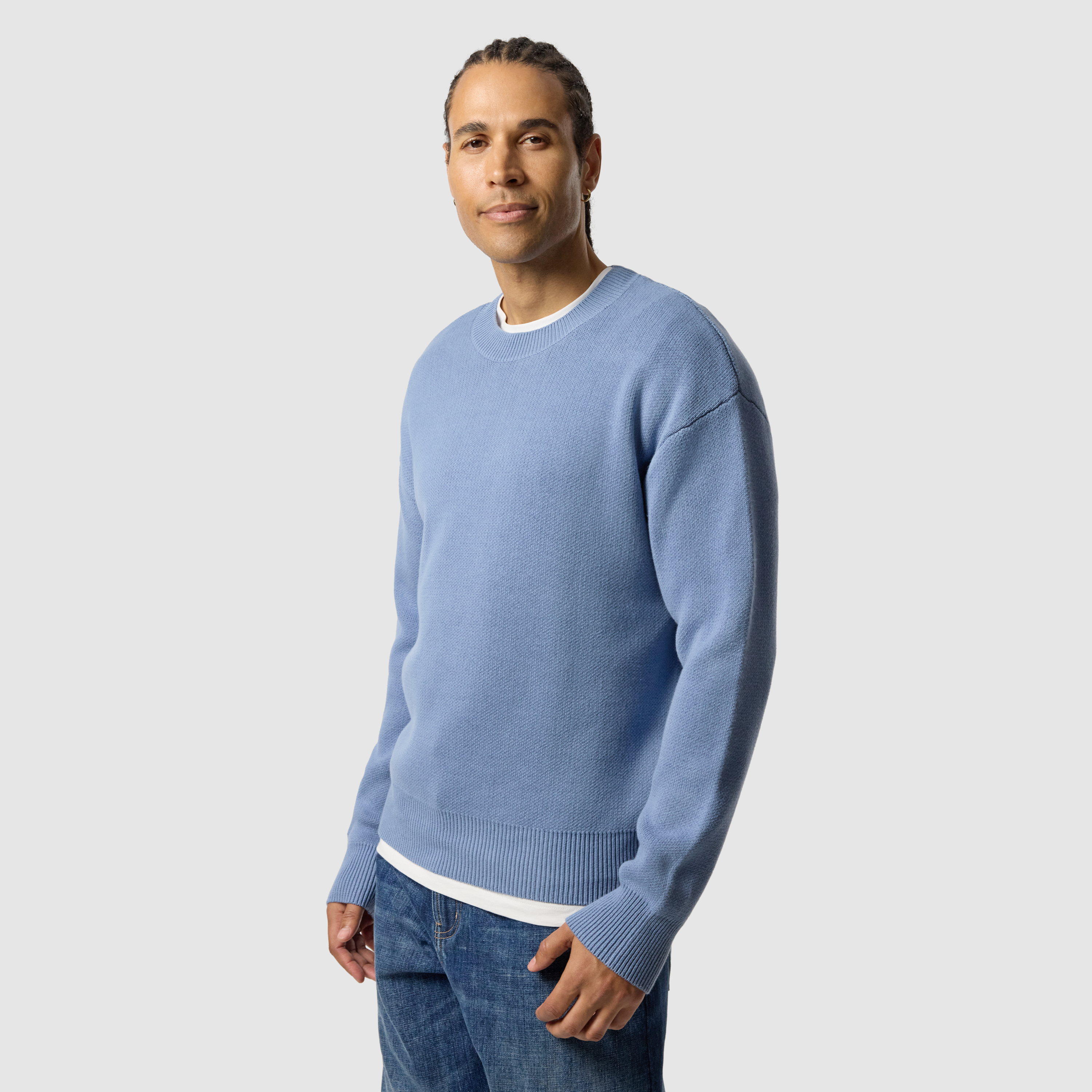 Light Blue Sander Cotton Blend Boxy Knit