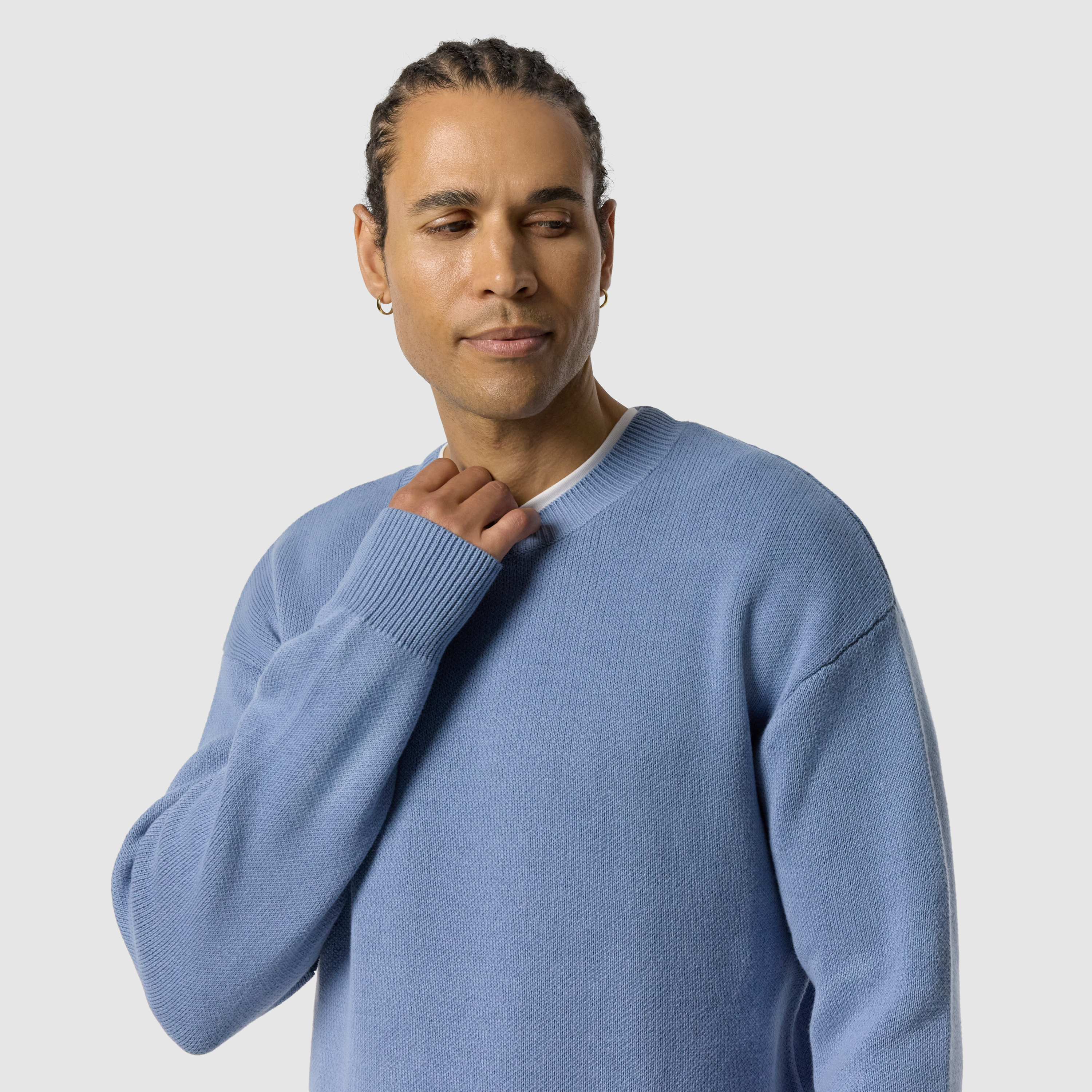 Light Blue Sander Cotton Blend Boxy Knit