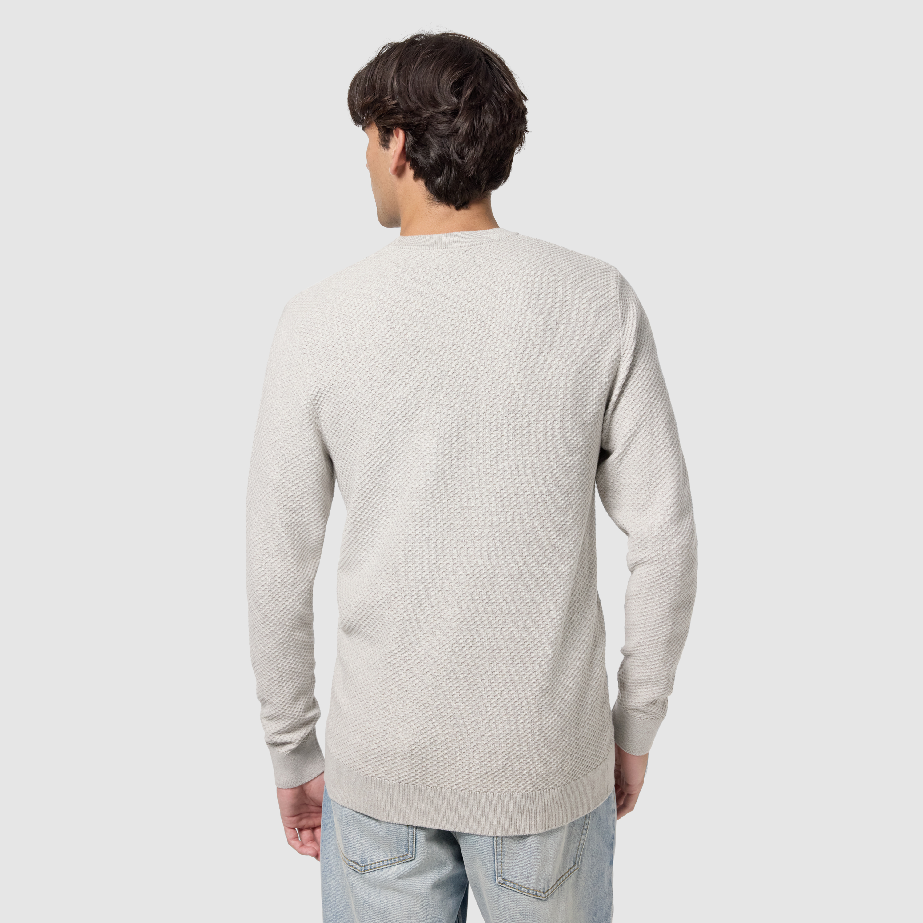 Ice Grey Latham Cotton Crew Neck Knit